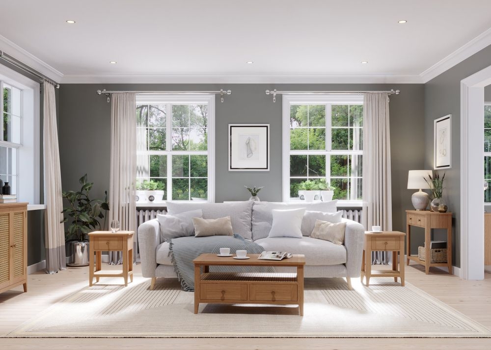 Henley Oak and Rattan 1 Drawer Side Table