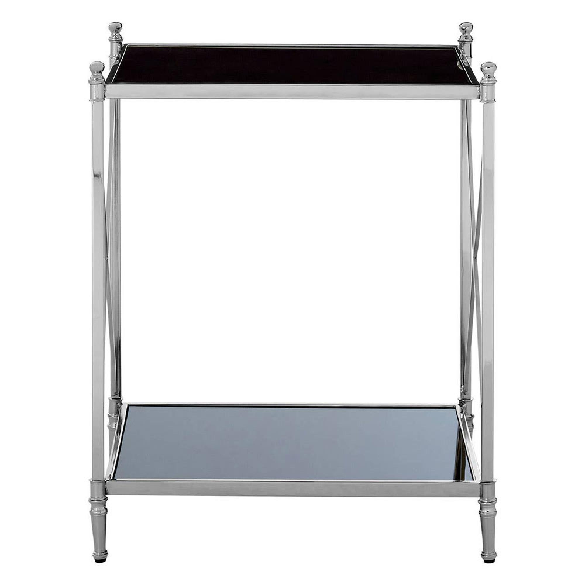 Hoffmann Side Table - Black Glass with Silver Metal