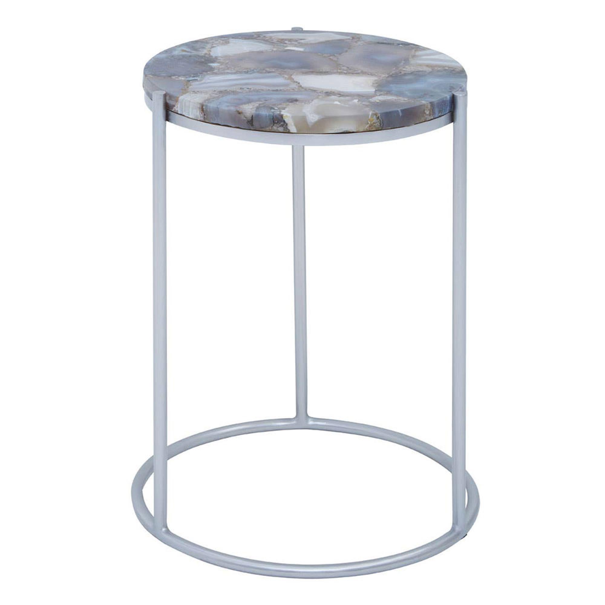Inventivo Side Table - Ivory Marble with Round Agate