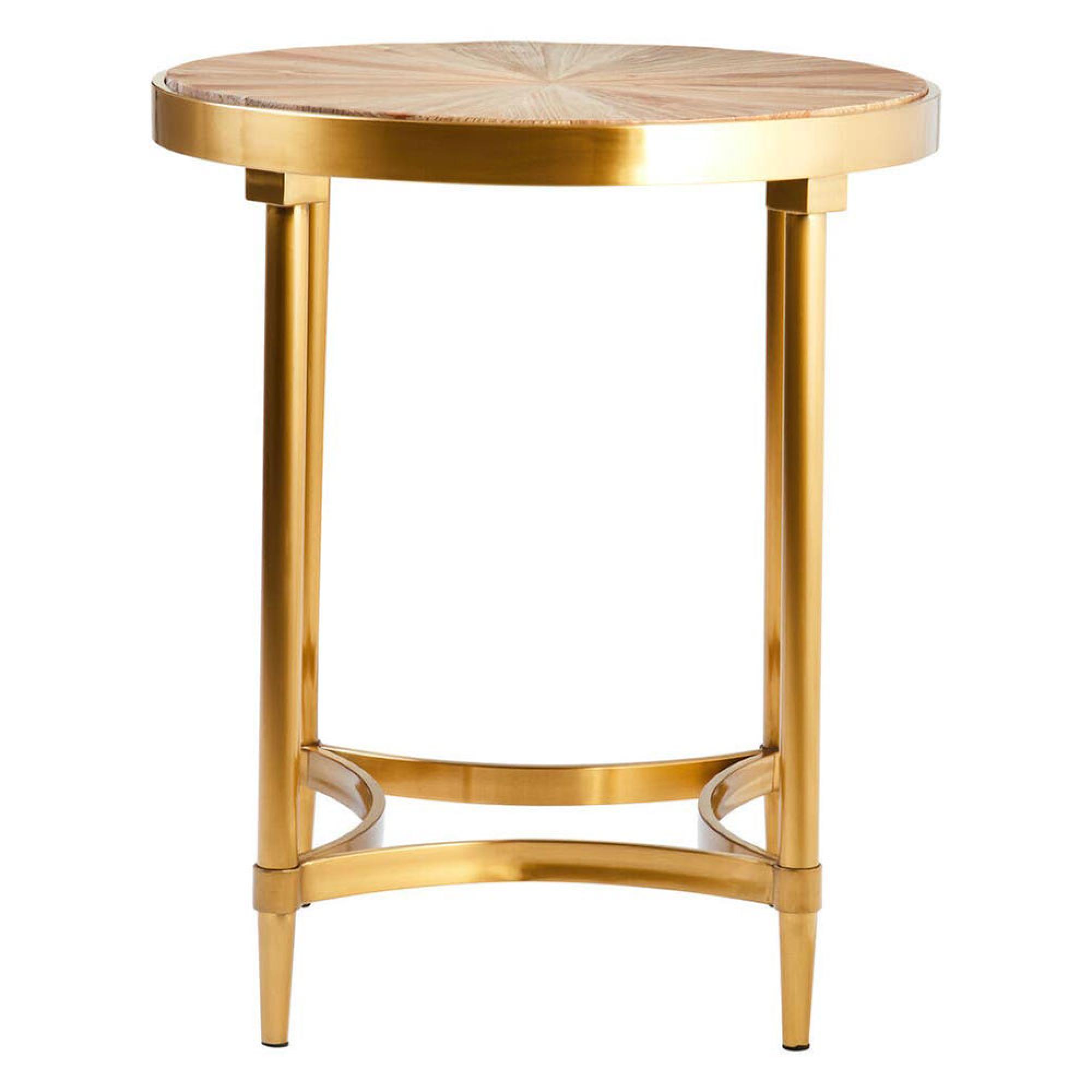 Jana Side Table - Round - Wood with Gold Legs