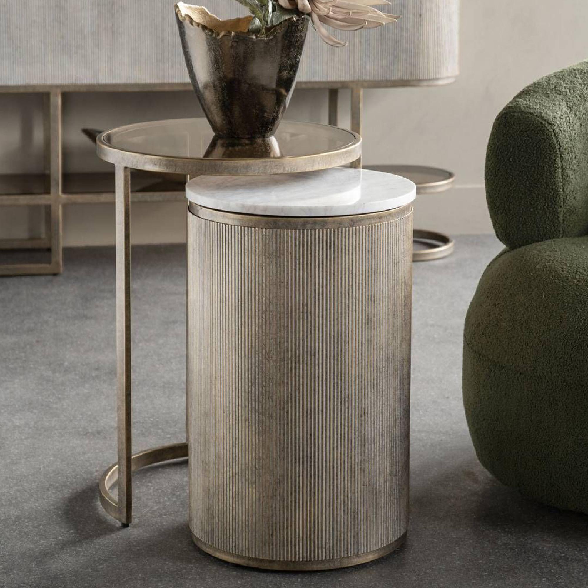 Belvedere Side Tables - Aged Gold - Nest of 2 - Round