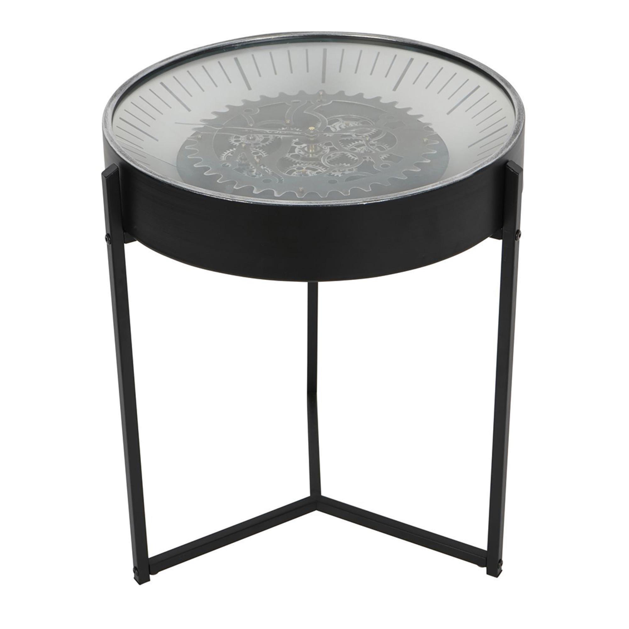 Palladium Side Table - Black and Nickel Cogs - Round