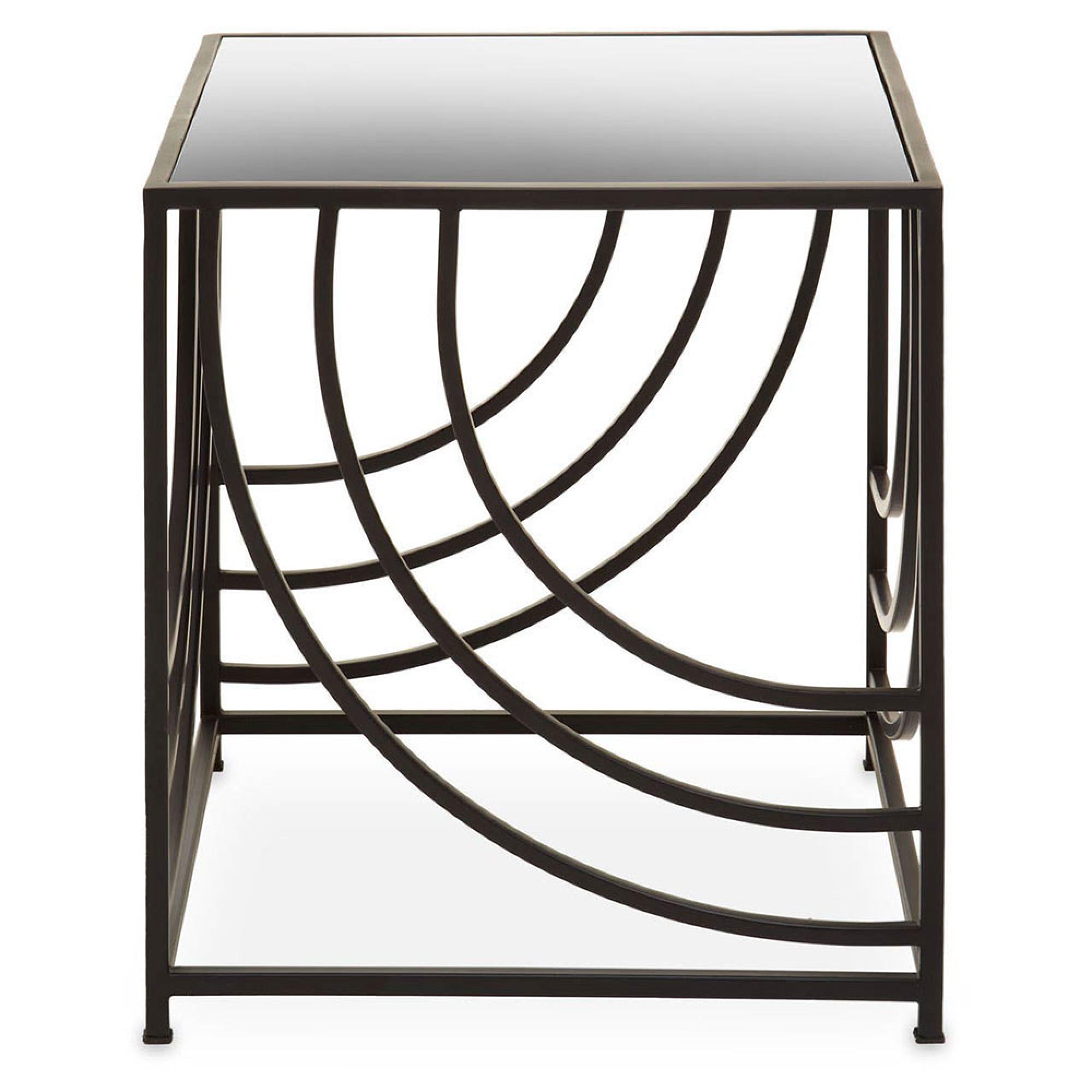 Logan Side Table - Square - Mirrored with Black Metal