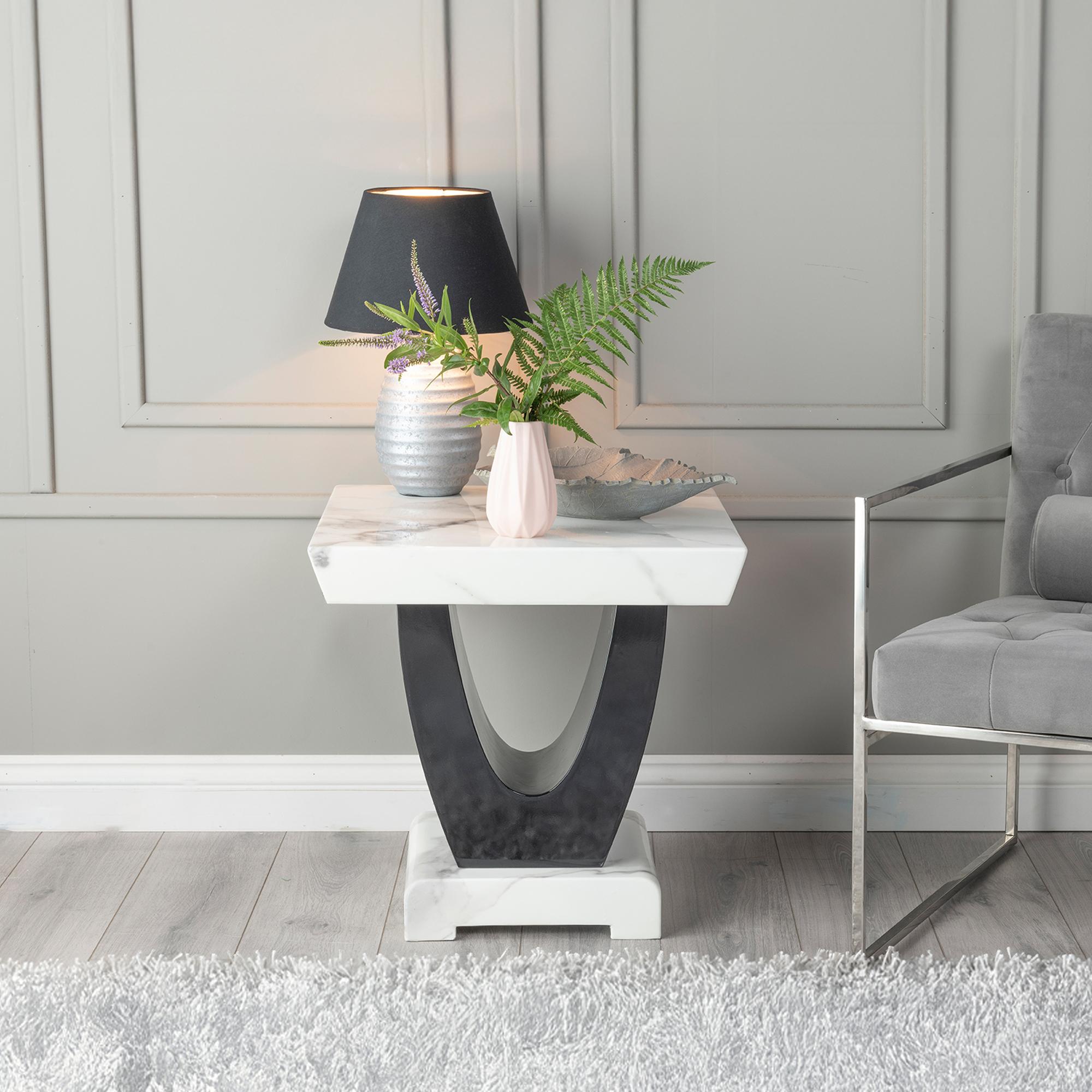 Madrid White Marble Side Table