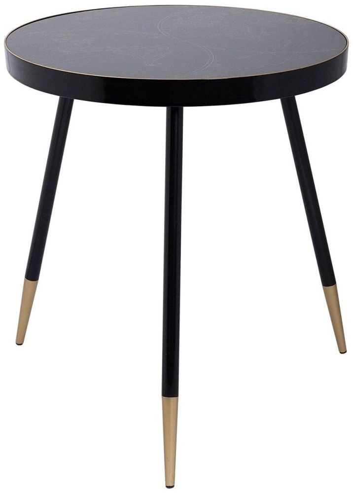 Venus Round Side Table - Black - Side