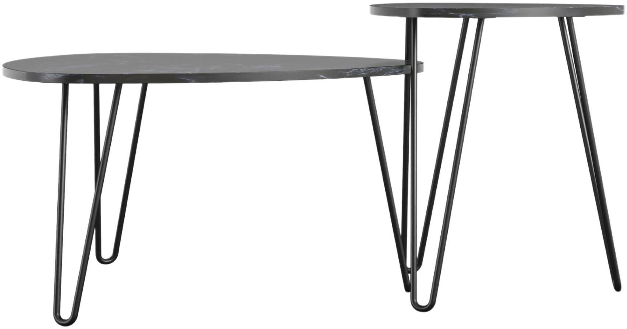 Nowata Athena Black Marble Effect Nesting of 2 Tables - 7021899COMNUK