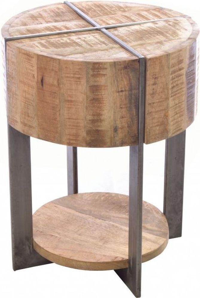 Old Empire Mango Wood Round Lamp Table