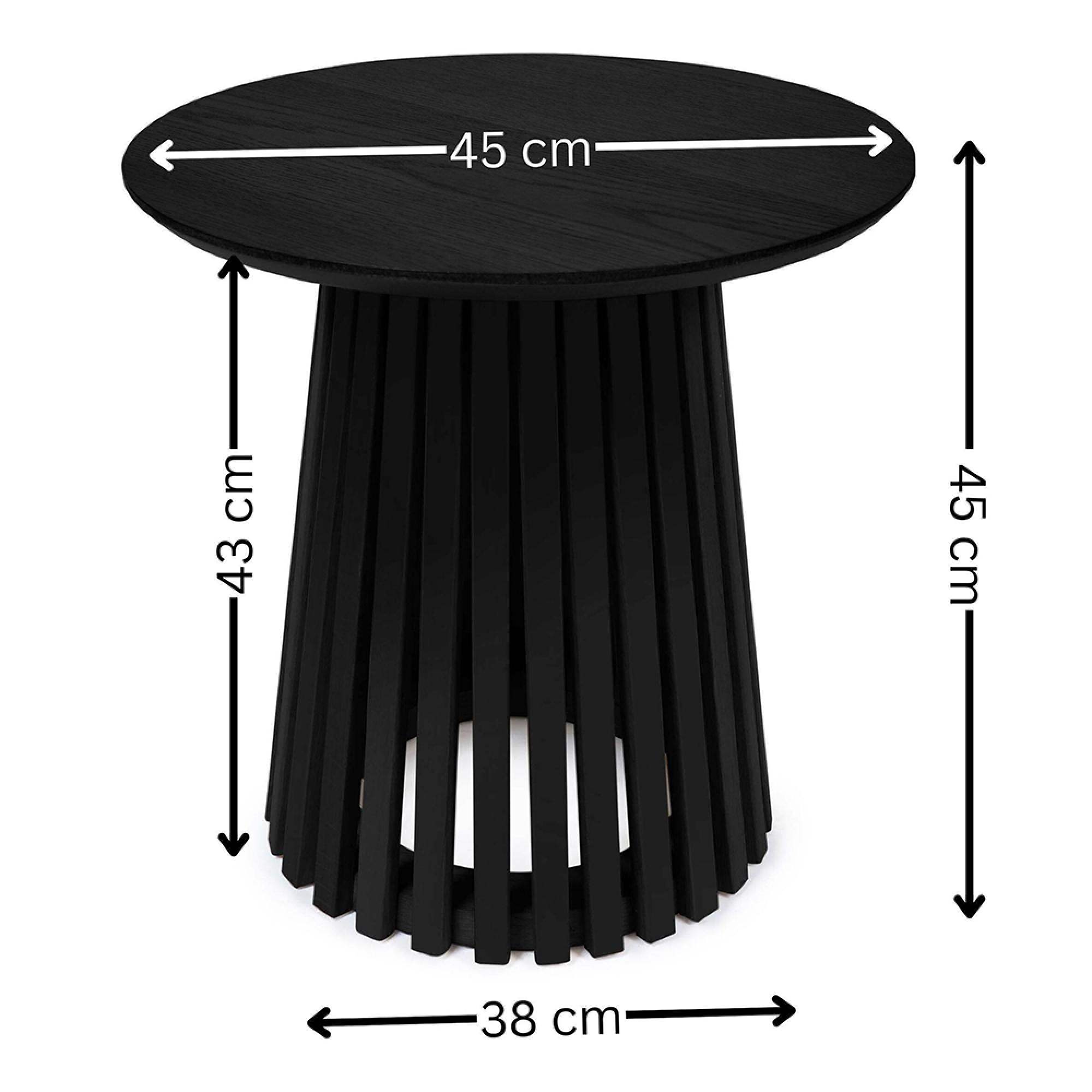 Ollie Lamp Table - Round - Slatted Base - Black