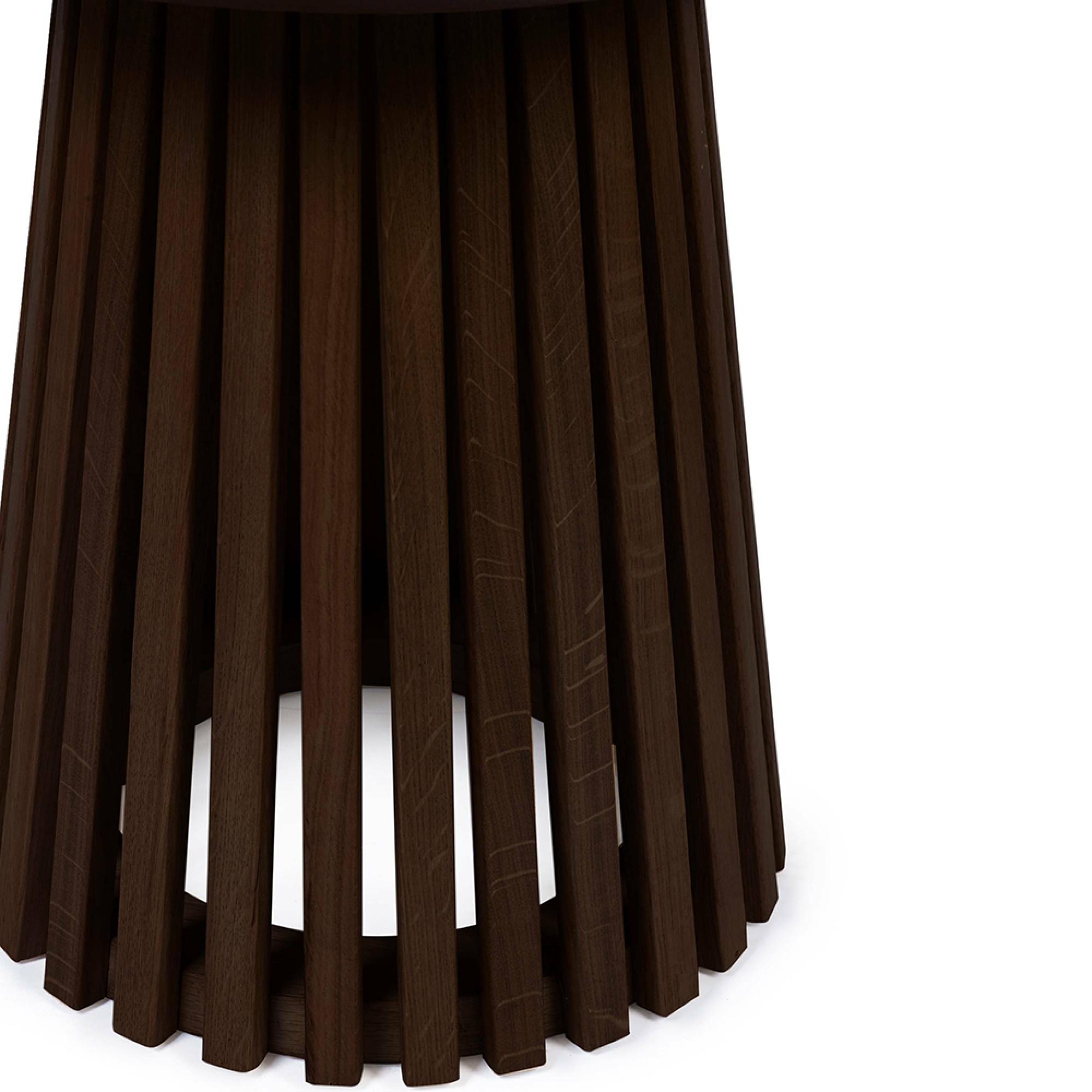 Ollie Lamp Table - Round - Slatted Base - Dark Oak