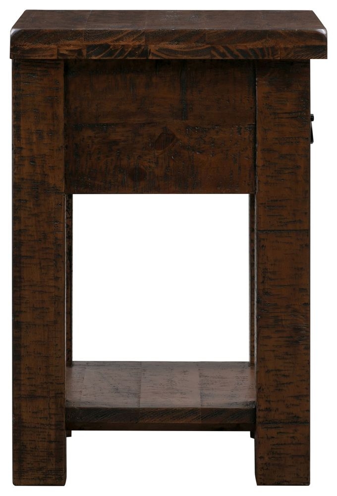 Reclaimed Dark Pine Lamp Table - 1 Drawer