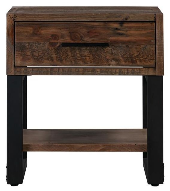 Reclaimed Pine Lamp Table - 1 Drawer