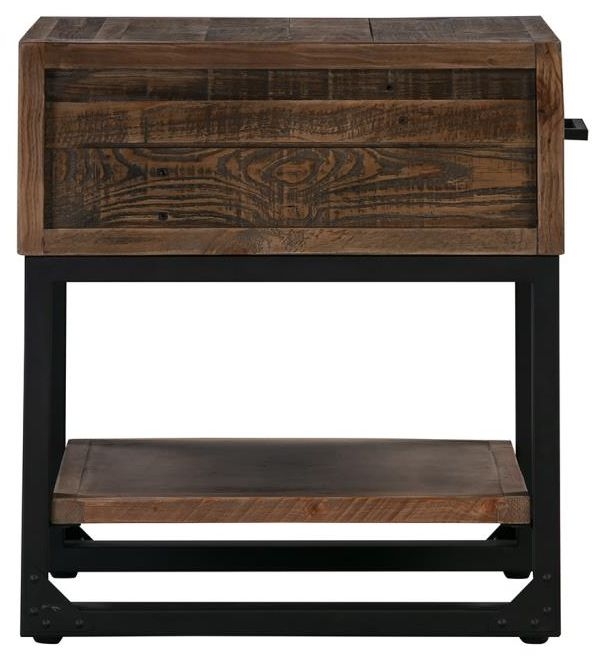 Reclaimed Pine Lamp Table - 1 Drawer