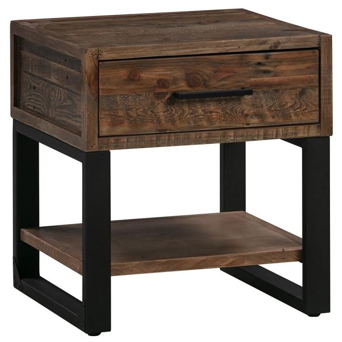 Reclaimed Pine 1 Drawer Lamp Table