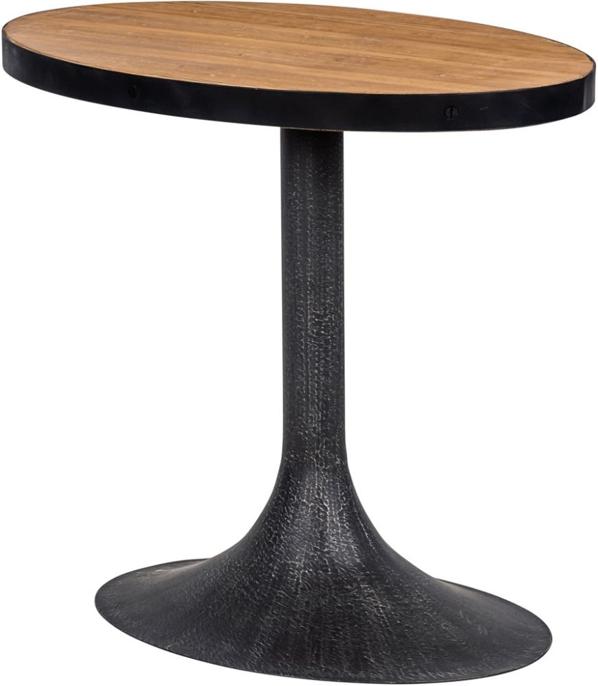Revival Side Table - Large - Flute Base - Reclaimed Pine and Black Metal