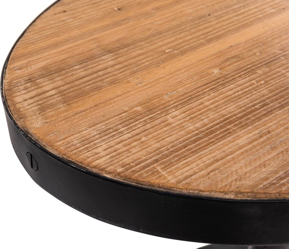 Revival Side Table - Large - Flute Base - Reclaimed Pine and Black Metal
