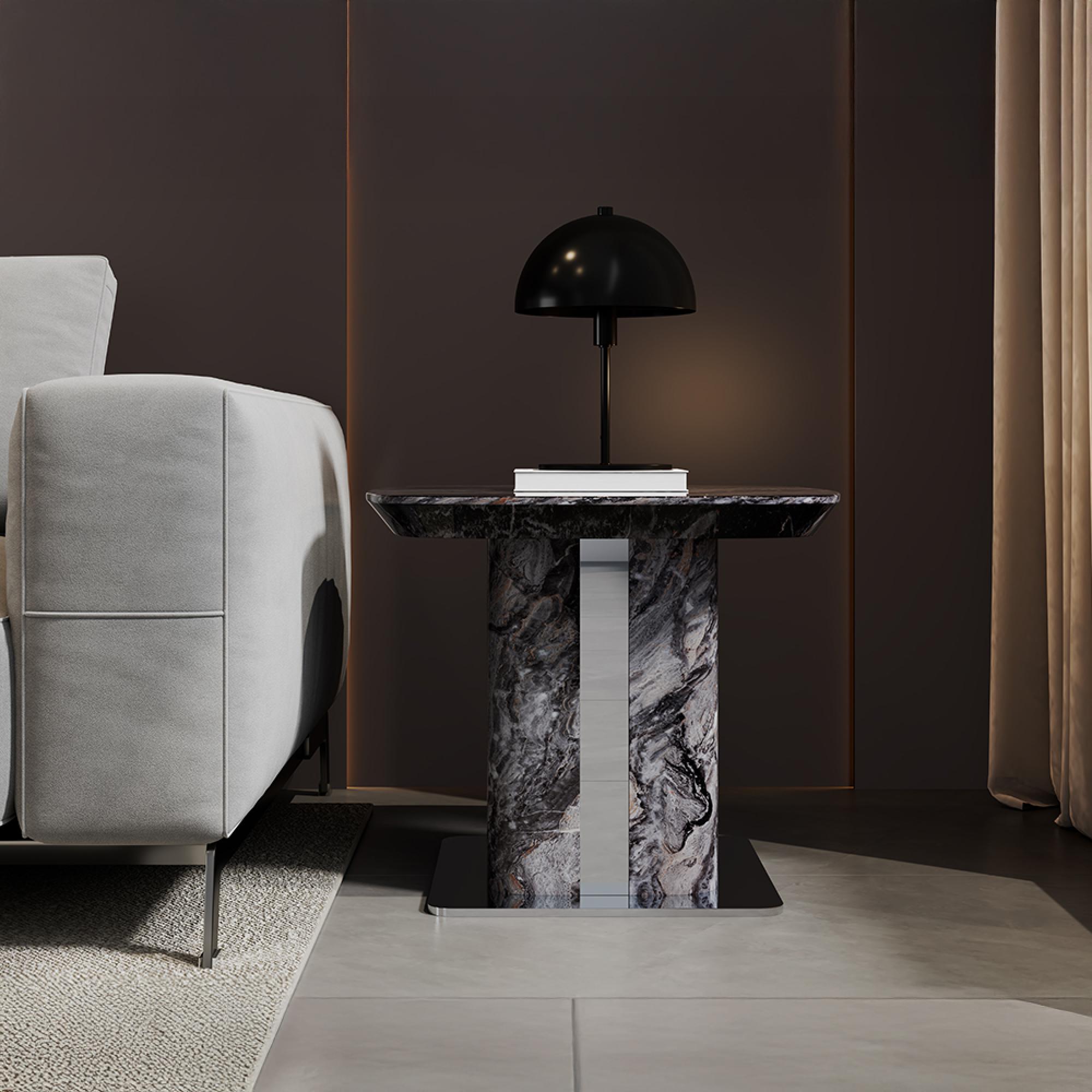 Saronno Grey Marble Square Side Table