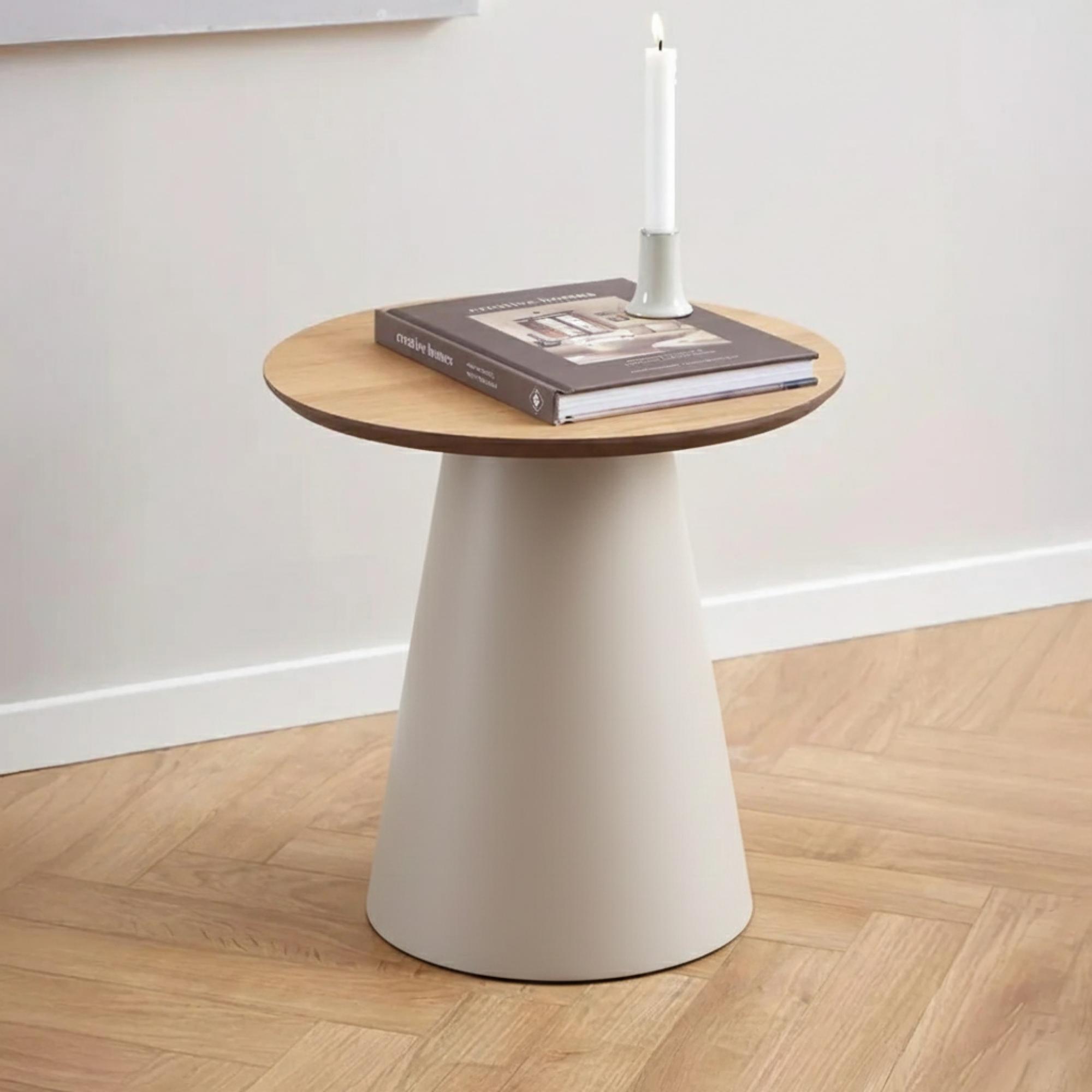 Soli Side Table - Round - Oak and Grey Metal