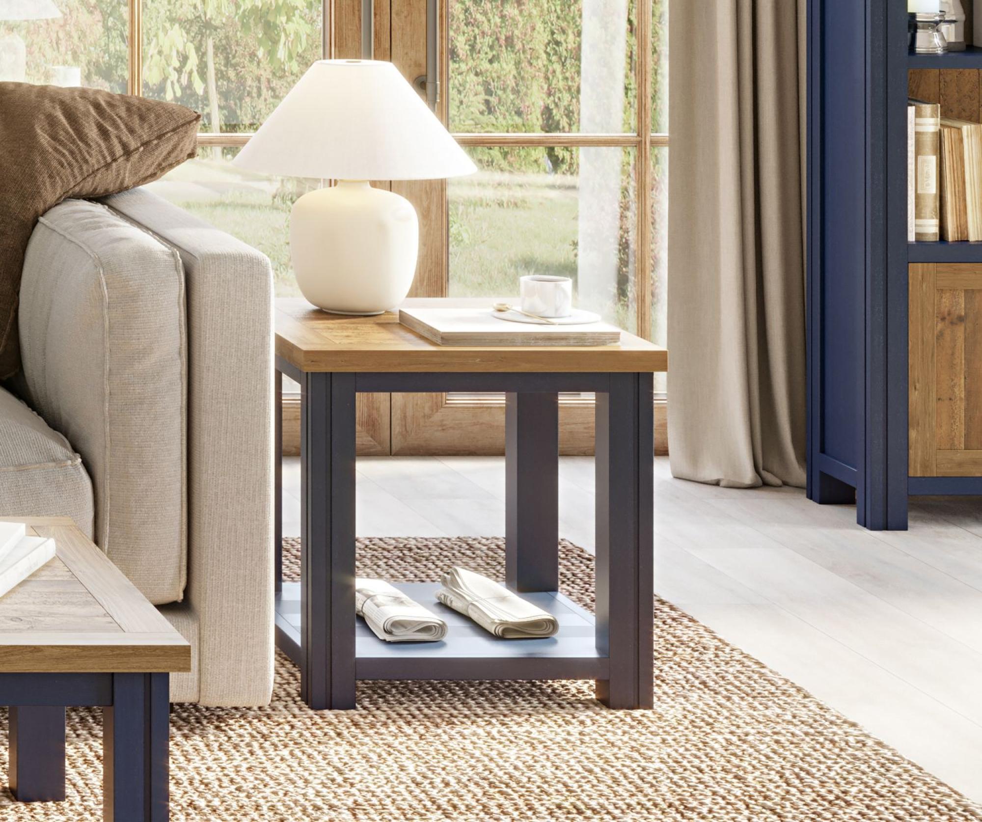 Splash Blue Square Lamp Table - 50cm