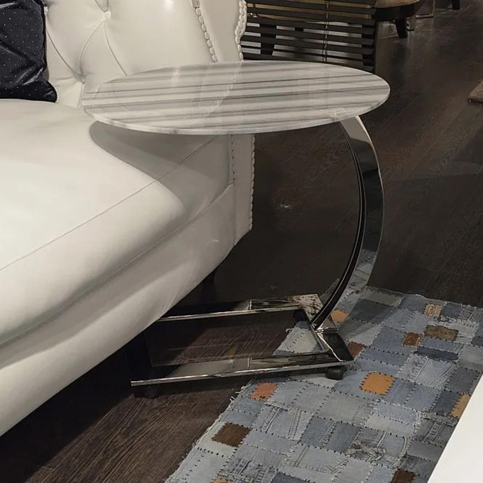 Swan Oval Accent Table - Marble with Steel Base - Variation Available