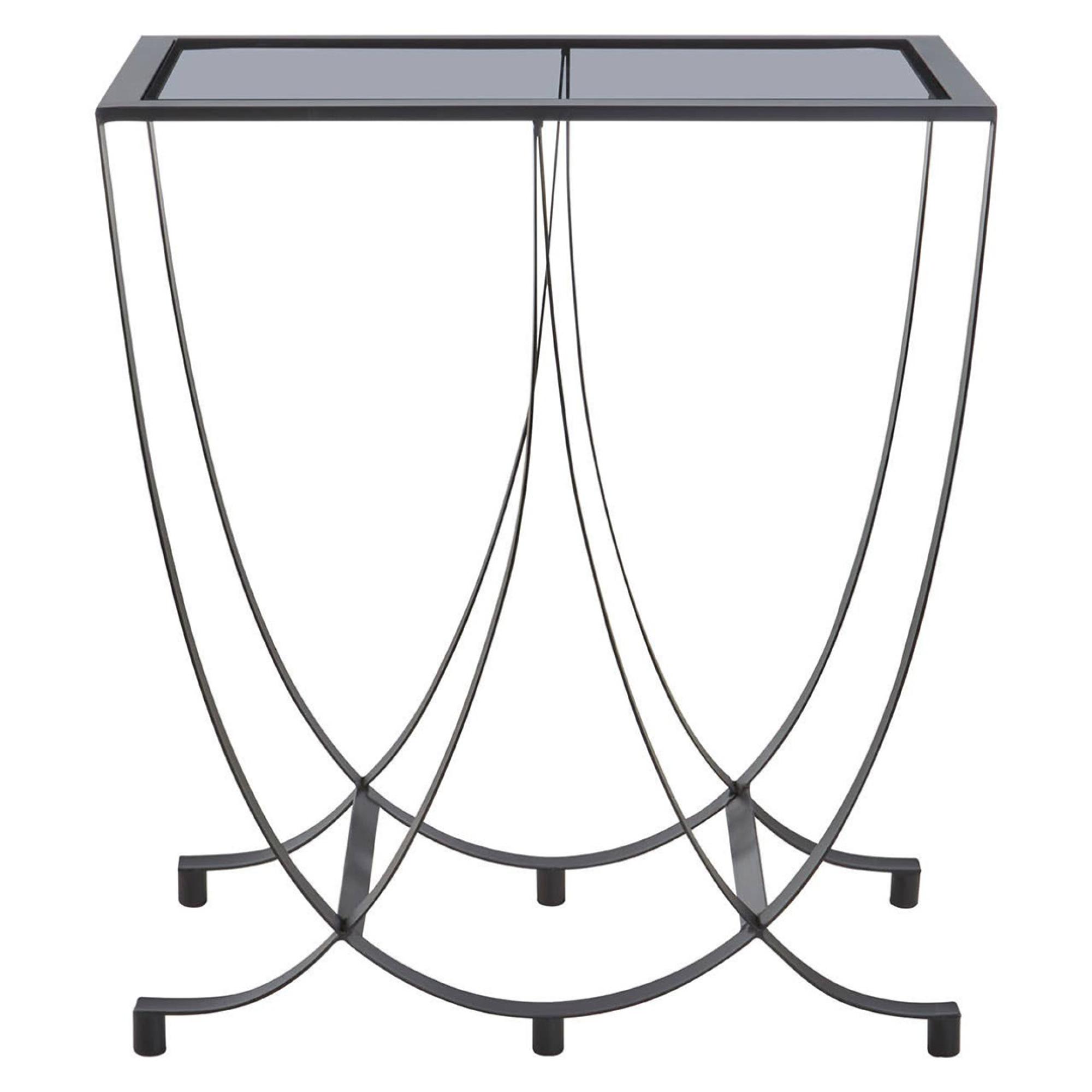 Trento Side Table - Glass with Black Metal Base