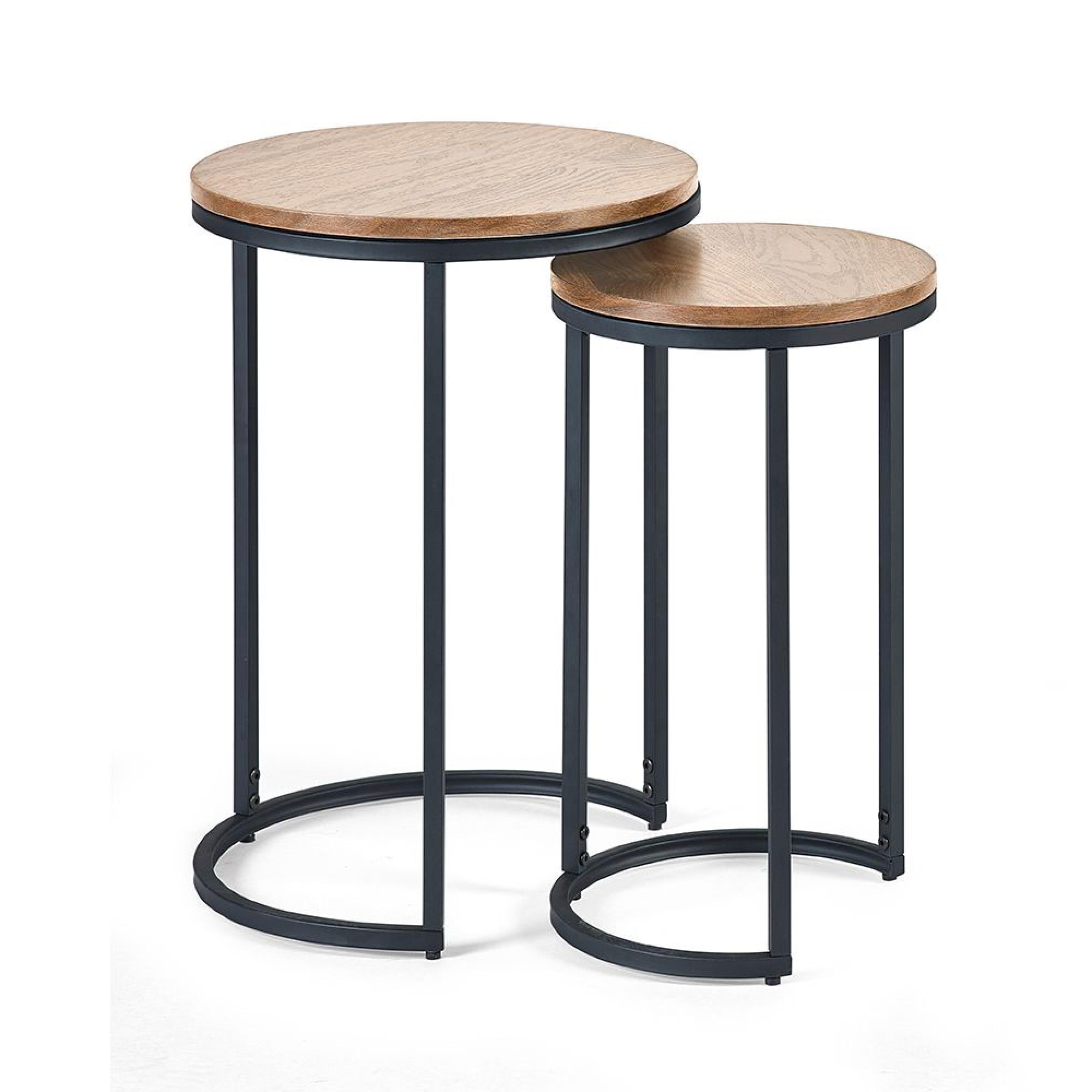 Tribeca Round Nest of Tables - Set of 2 - Oak