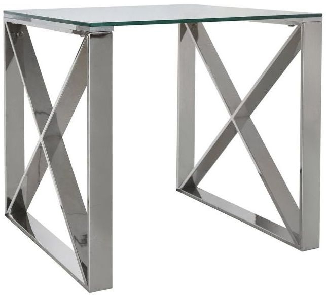Zenith - End Table - Square - Glass and Chrome
