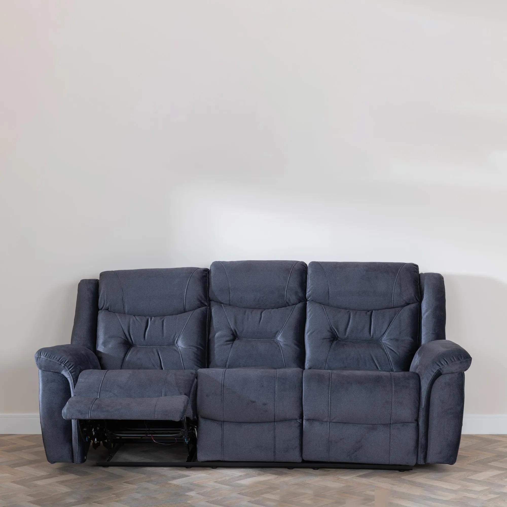 Dudley Silvano Recliner Sofa Set - 3+1+1 Seater - Blue Fabric