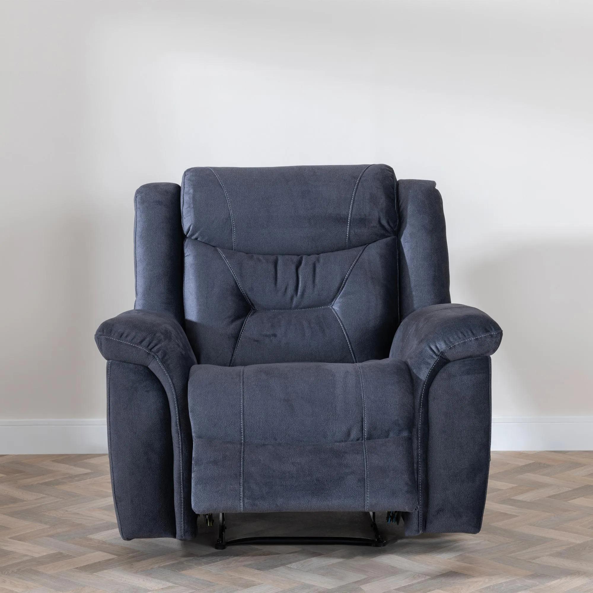 Dudley Silvano Recliner Sofa Set - 3+1+1 Seater - Blue Fabric