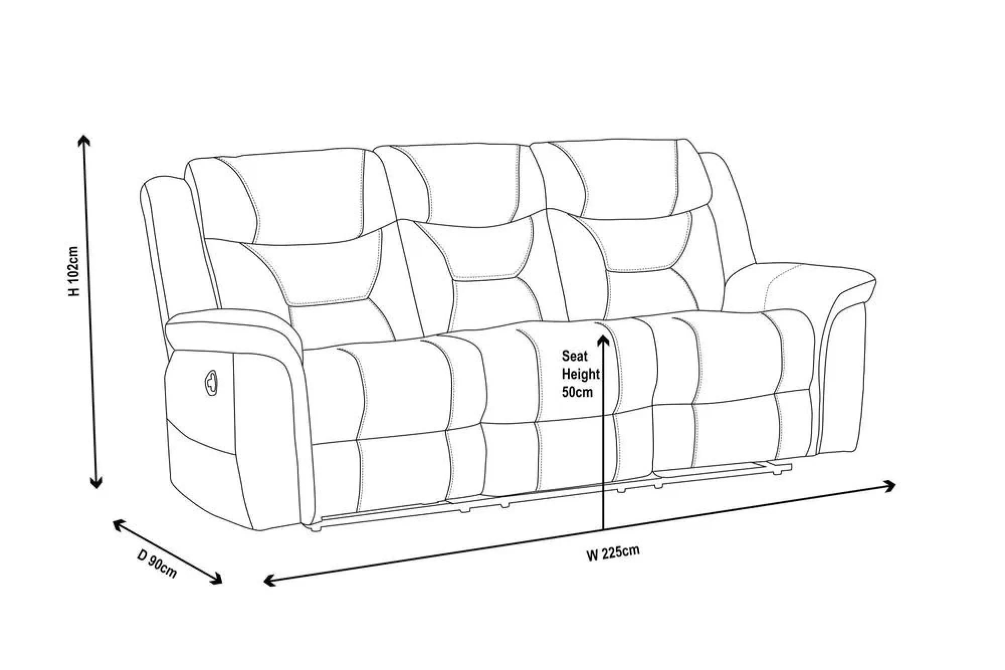 Dudley Silvano Recliner Sofa Set - 3+1+1 Seater - Blue Fabric