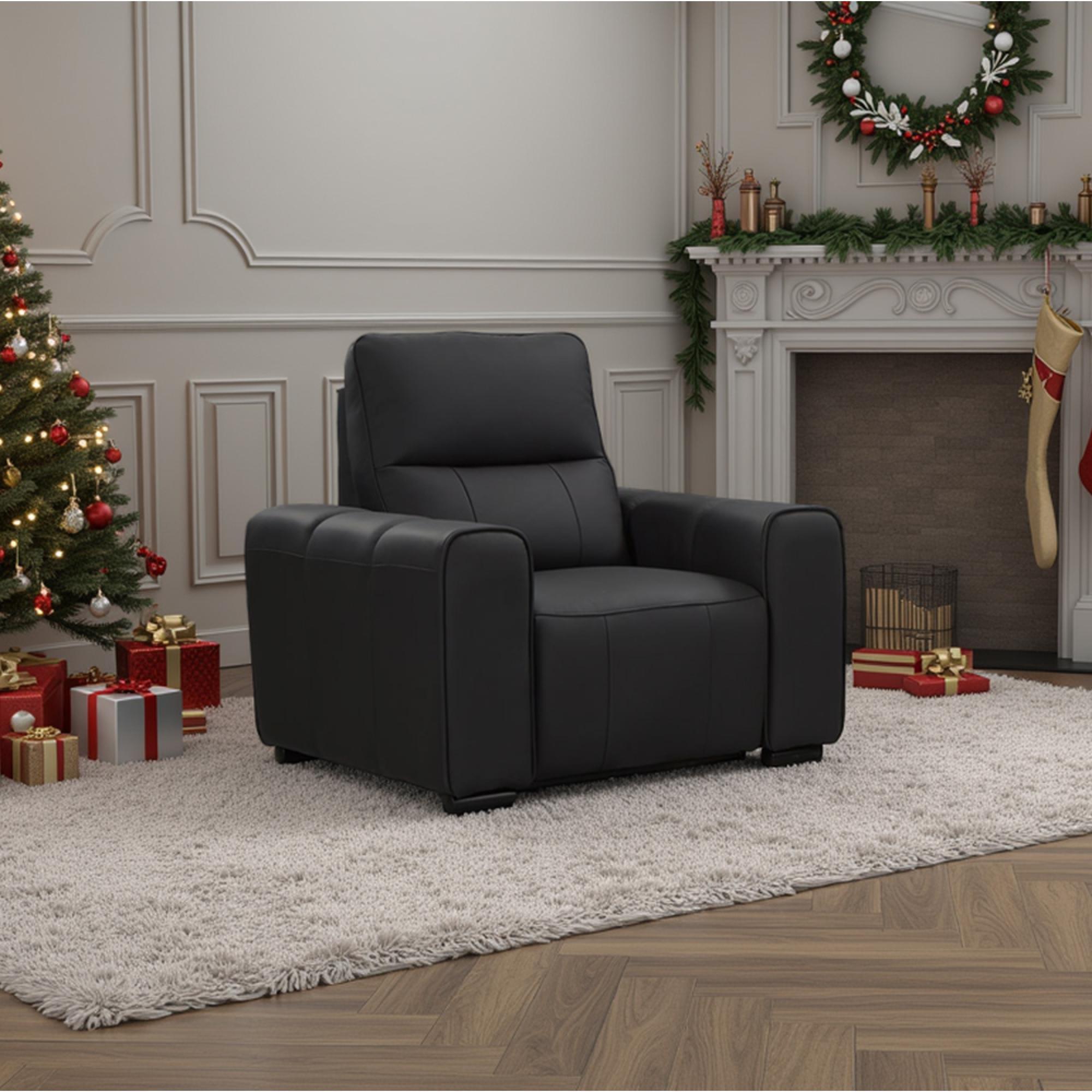 Bellagio Electric Recliner Armchair - Black Leather