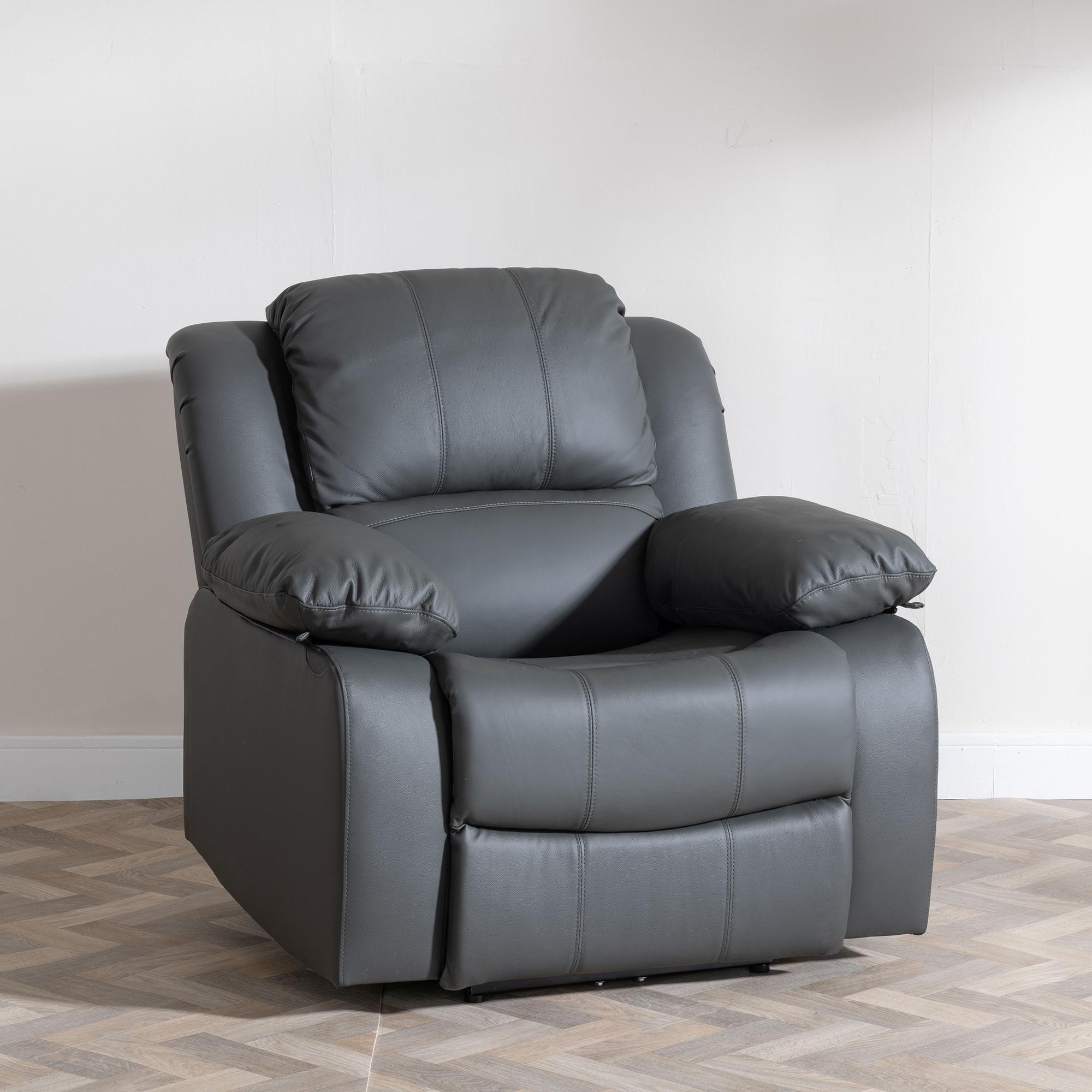 London Recliner Armchair - Grey Leather