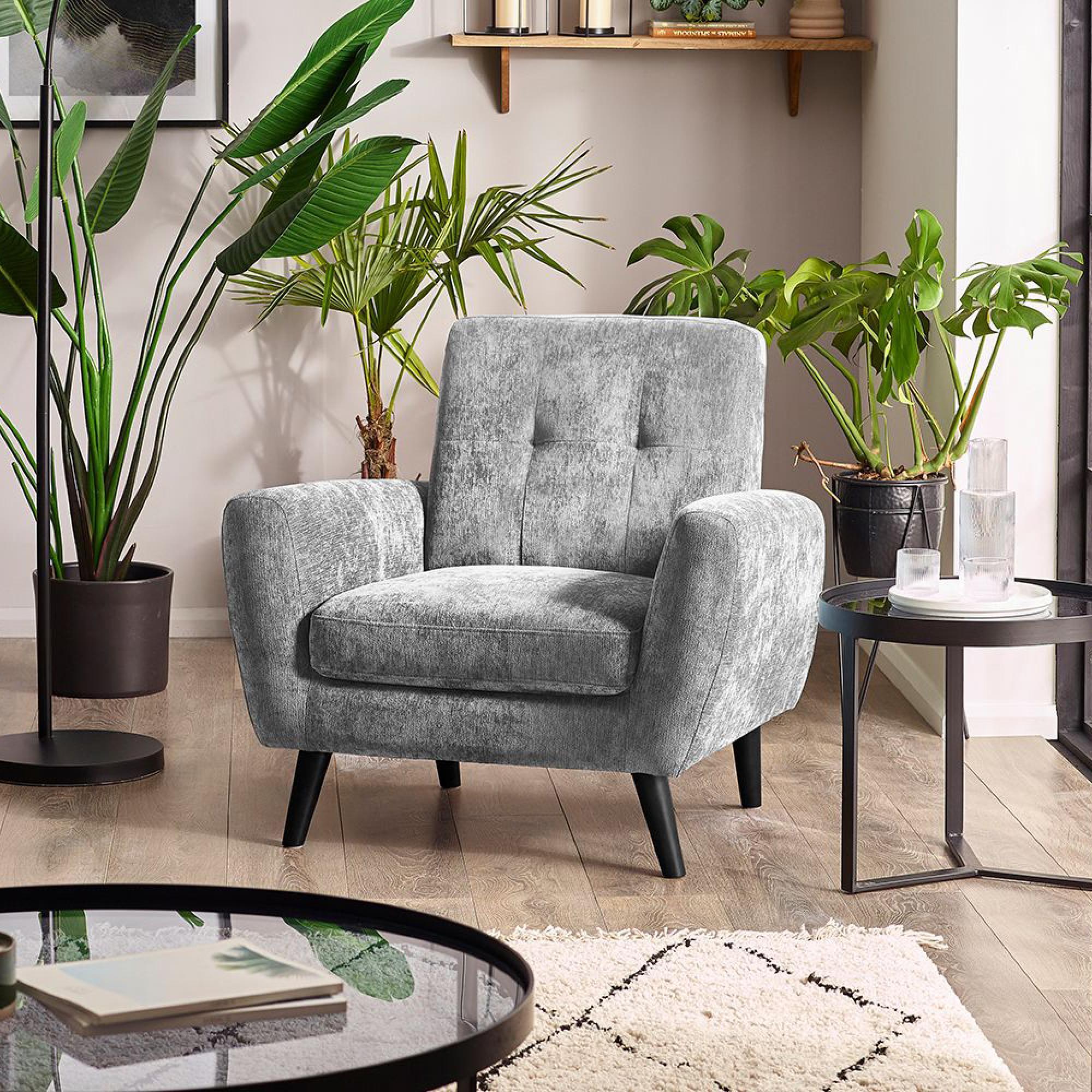Monza Grey Mobus Fabric Armchair