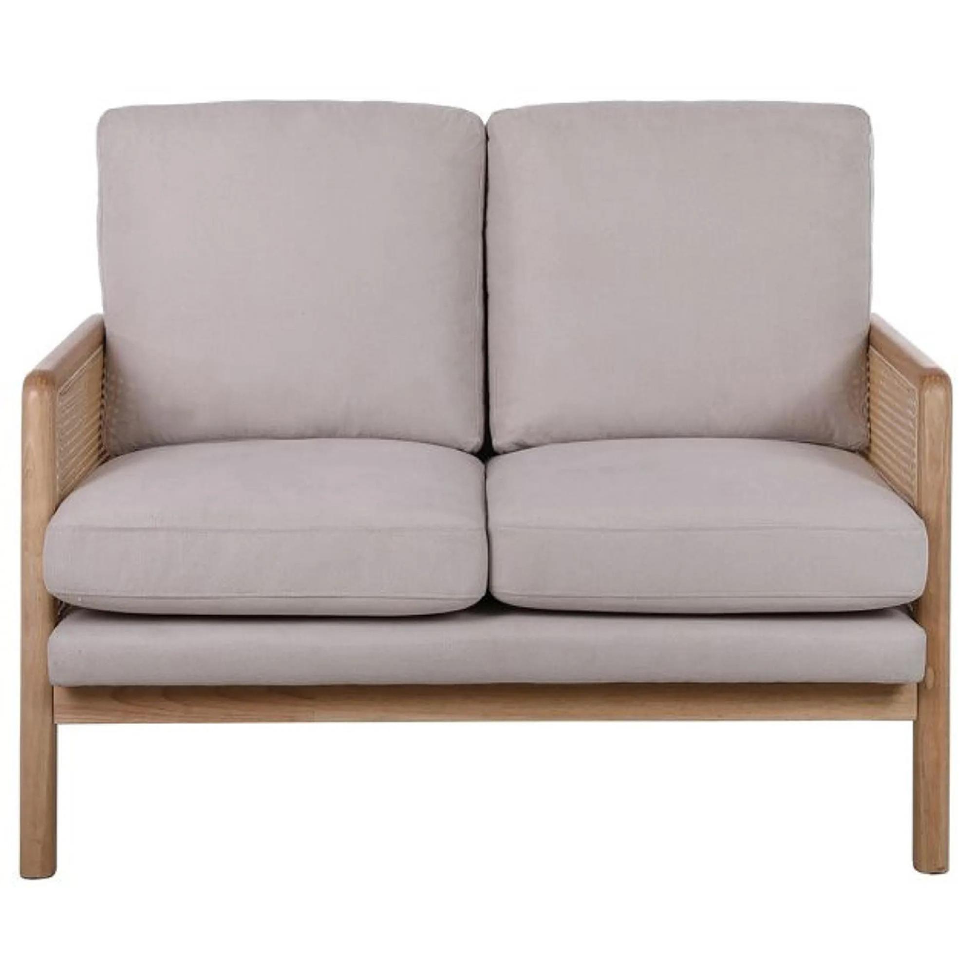 Ida Sofa - 2 Seater - Cream Fabric and Rattan