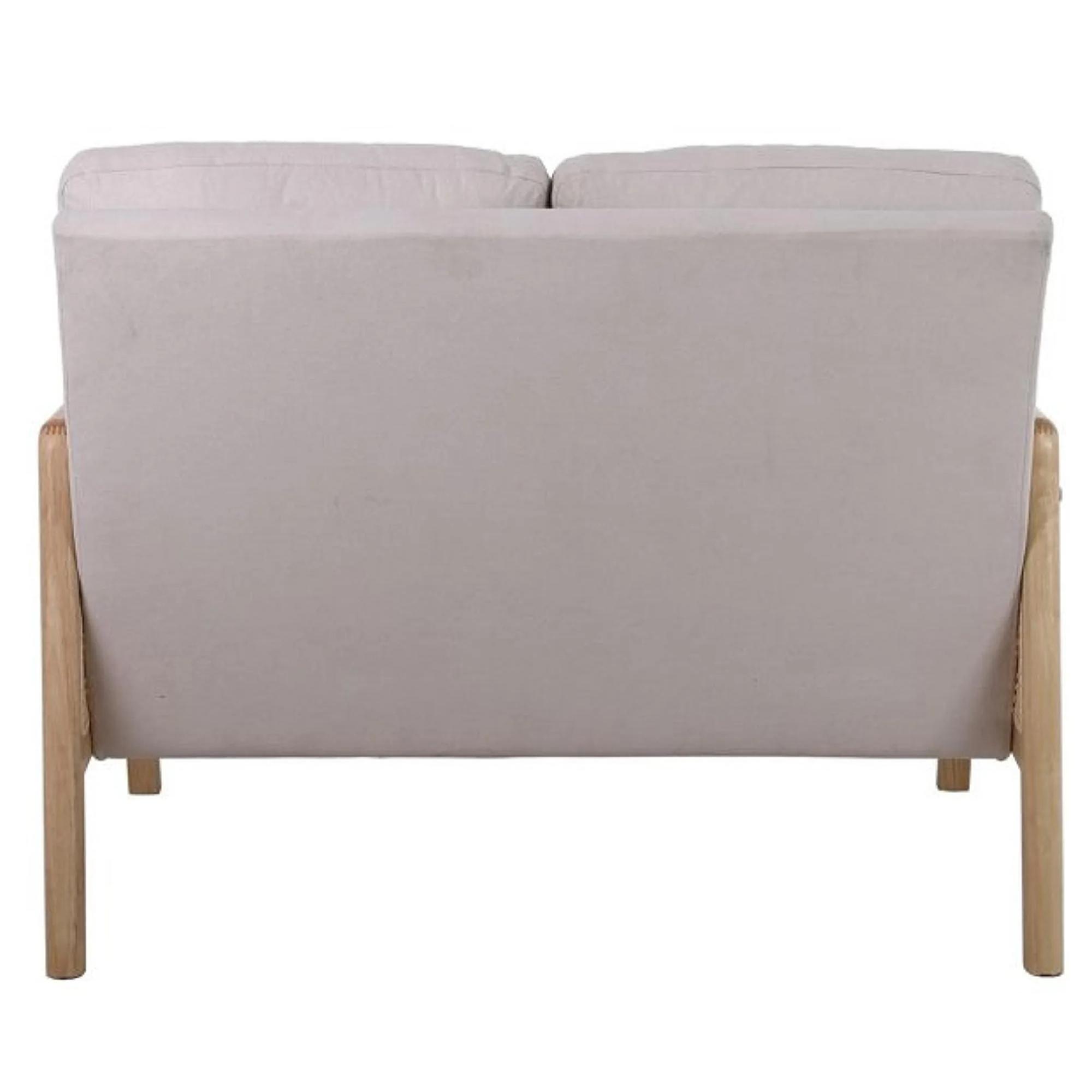 Ida Sofa - 2 Seater - Cream Fabric and Rattan