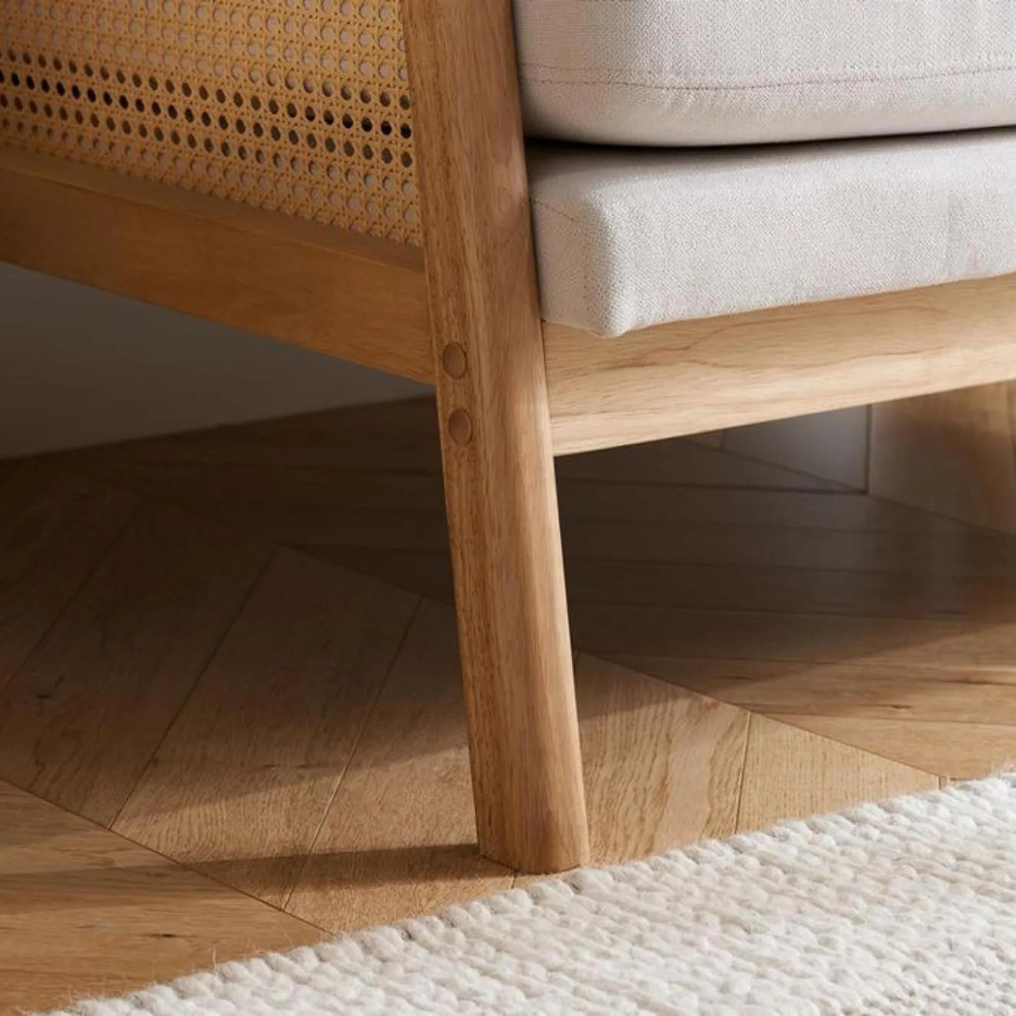 Ida Sofa - 2 Seater - Cream Fabric and Rattan