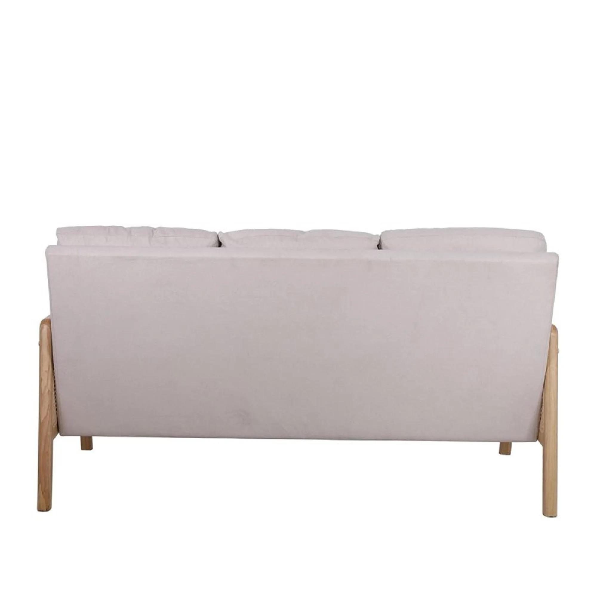 Ida Sofa - 3 Seater - Cream Fabric and Rattan