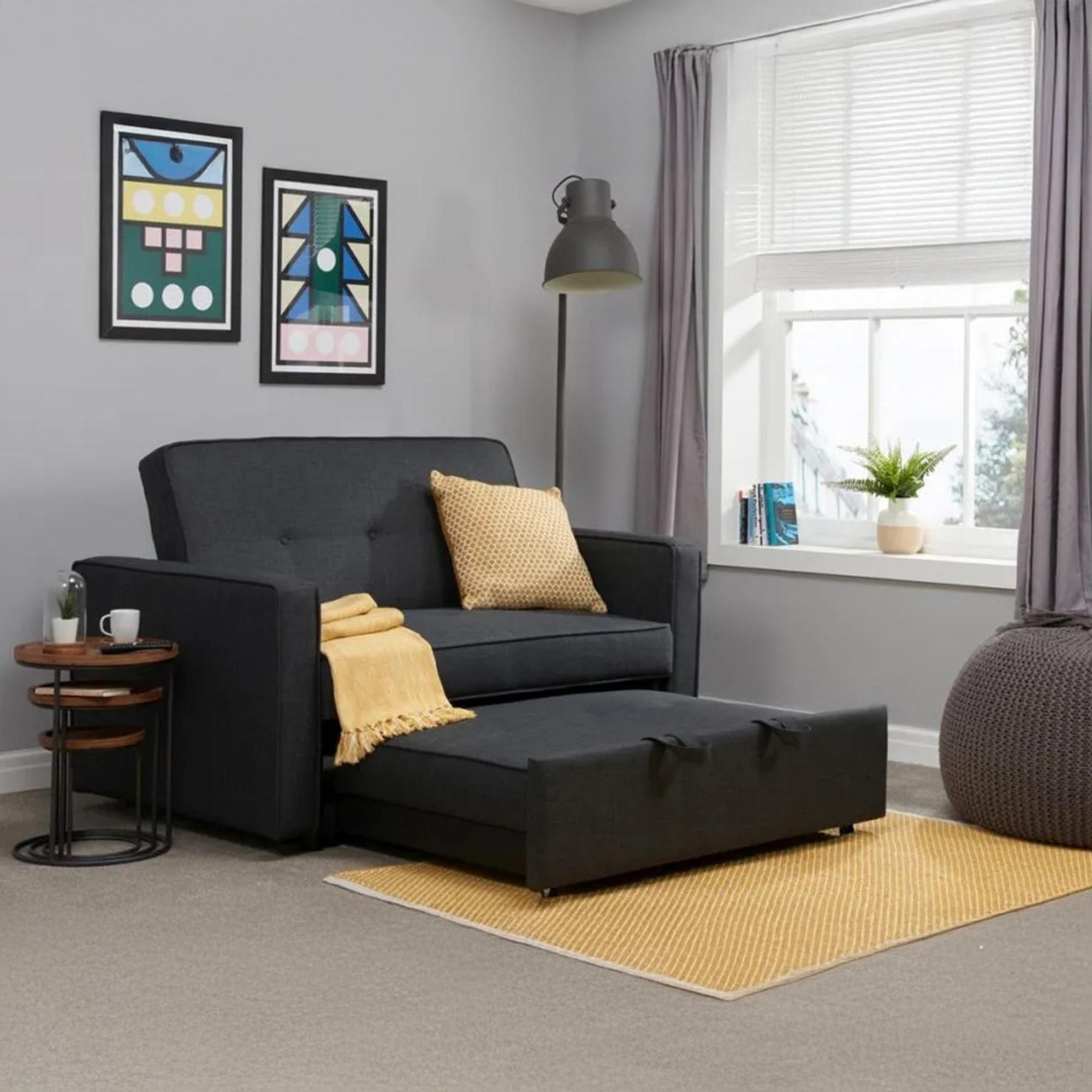 Otto Small Pull-Out Sofa Bed - 2 Seater - Grey Fabric