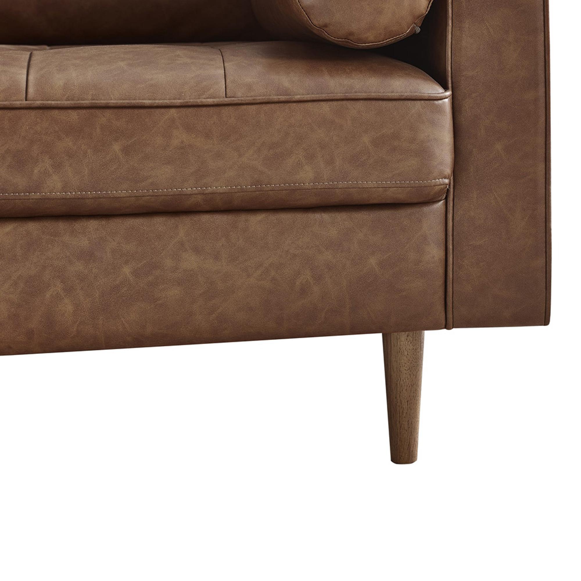Henley Brown Faux Leather Sofa - 2 Seater