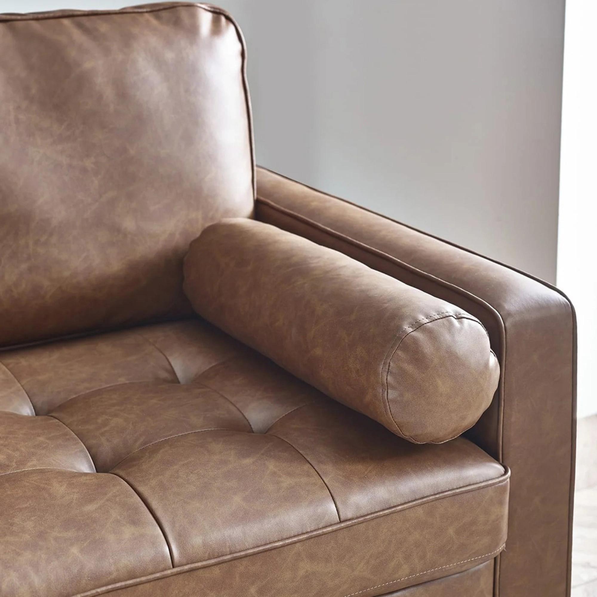 Henley Brown Faux Leather Sofa - 2 Seater