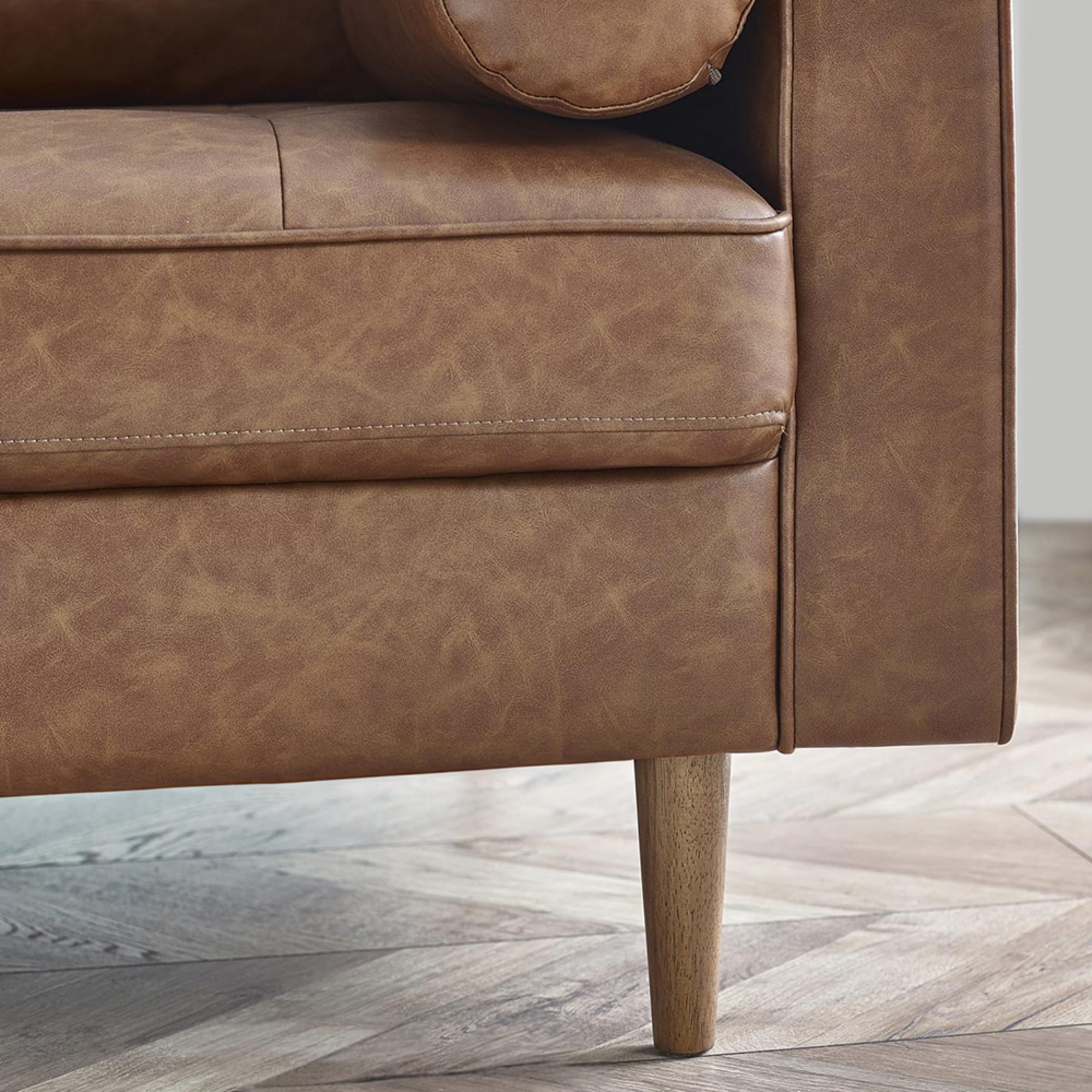 Henley Brown Faux Leather Sofa - 2 Seater