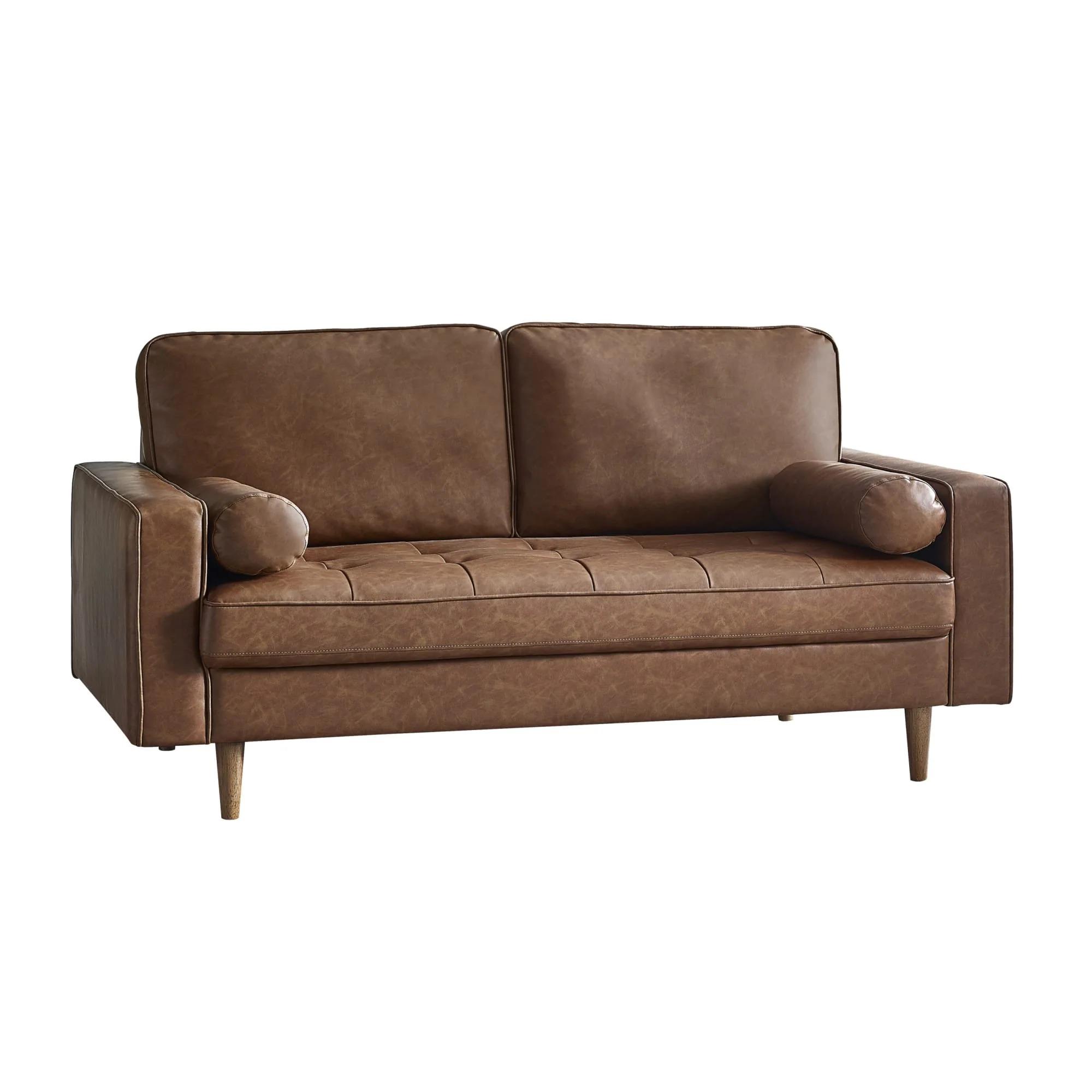 Henley Brown Faux Leather Sofa - 3 Seater