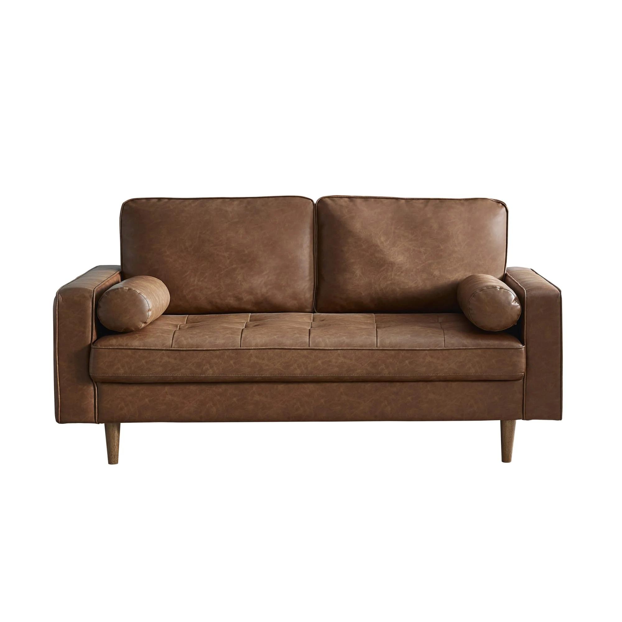 Henley Brown Faux Leather Sofa - 3 Seater