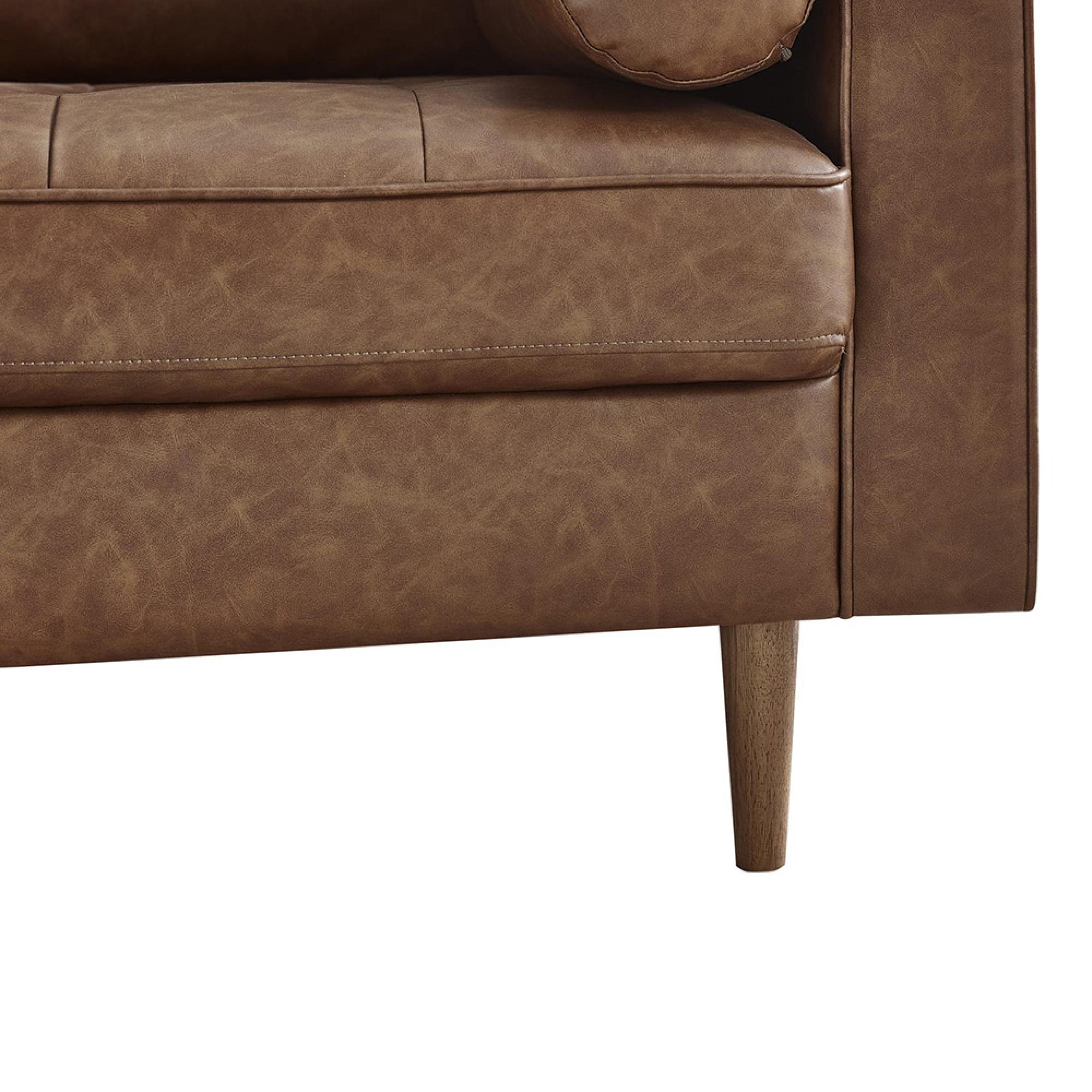 Henley Brown Faux Leather Sofa - 3 Seater