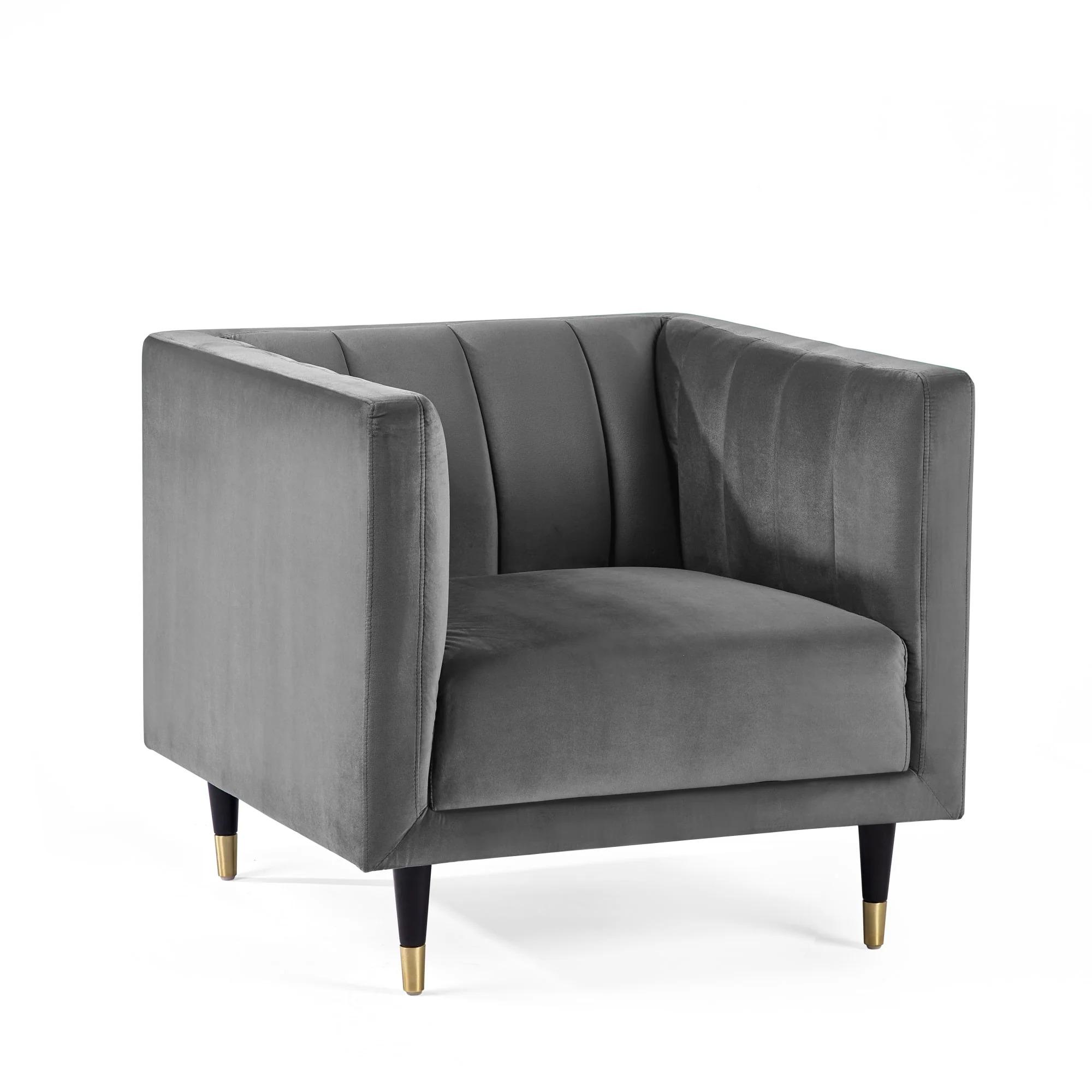 Salma Grey Fabric Chair - Scalloped Back