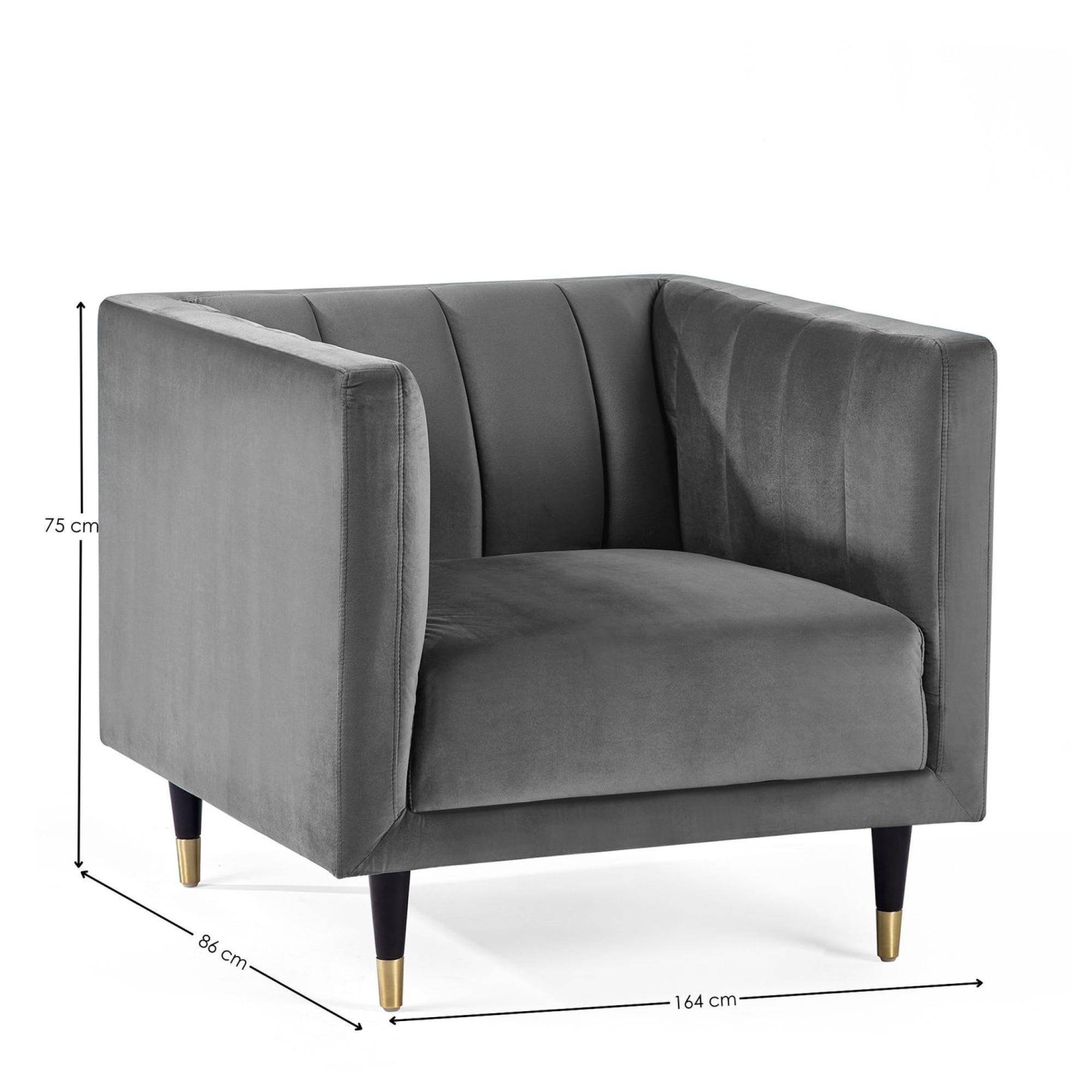 Salma Grey Fabric Chair - Scalloped Back