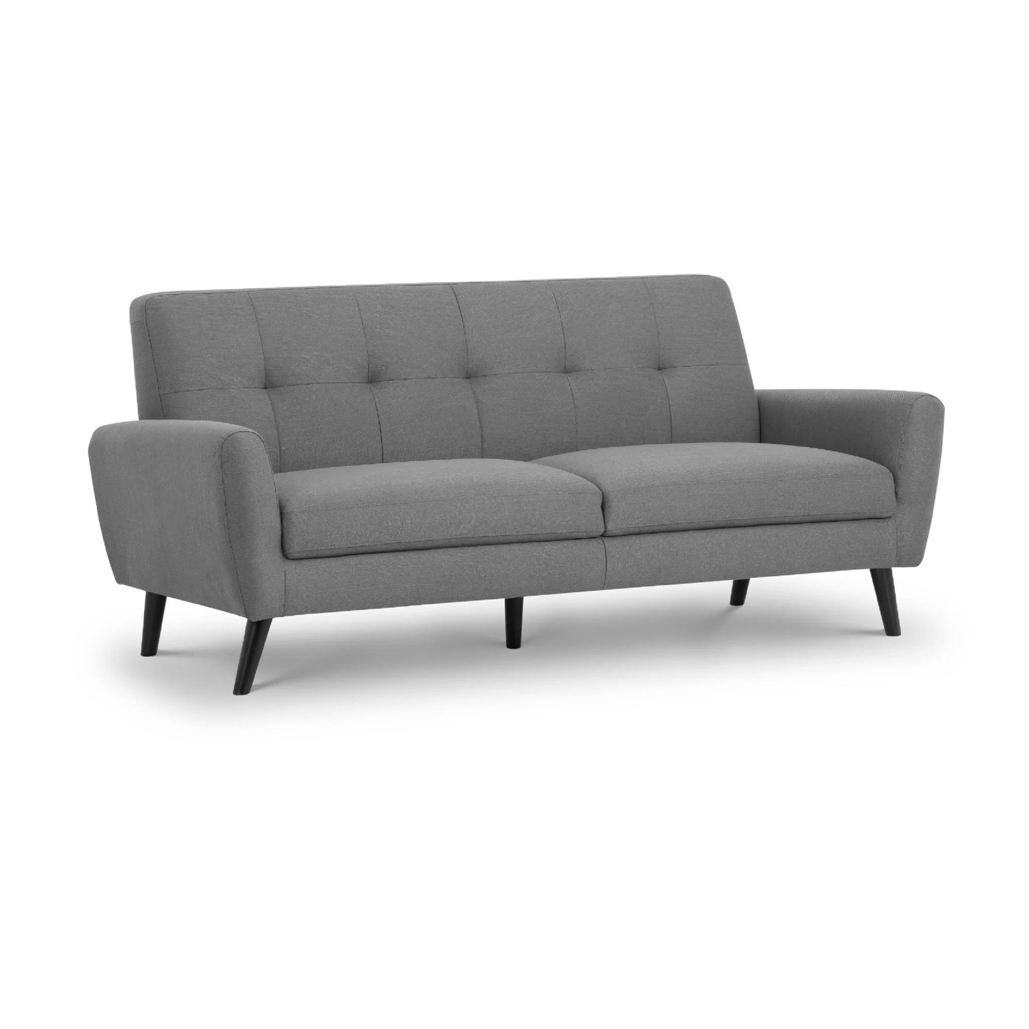 Monza Sofa - 3 Seater - Grey Linen Fabric
