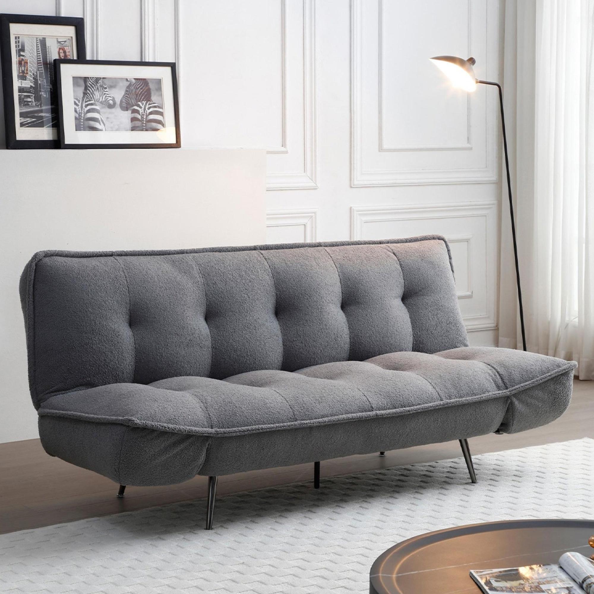 Regis Grey Fabric Click Clack Sofa Bed - 3 Seater