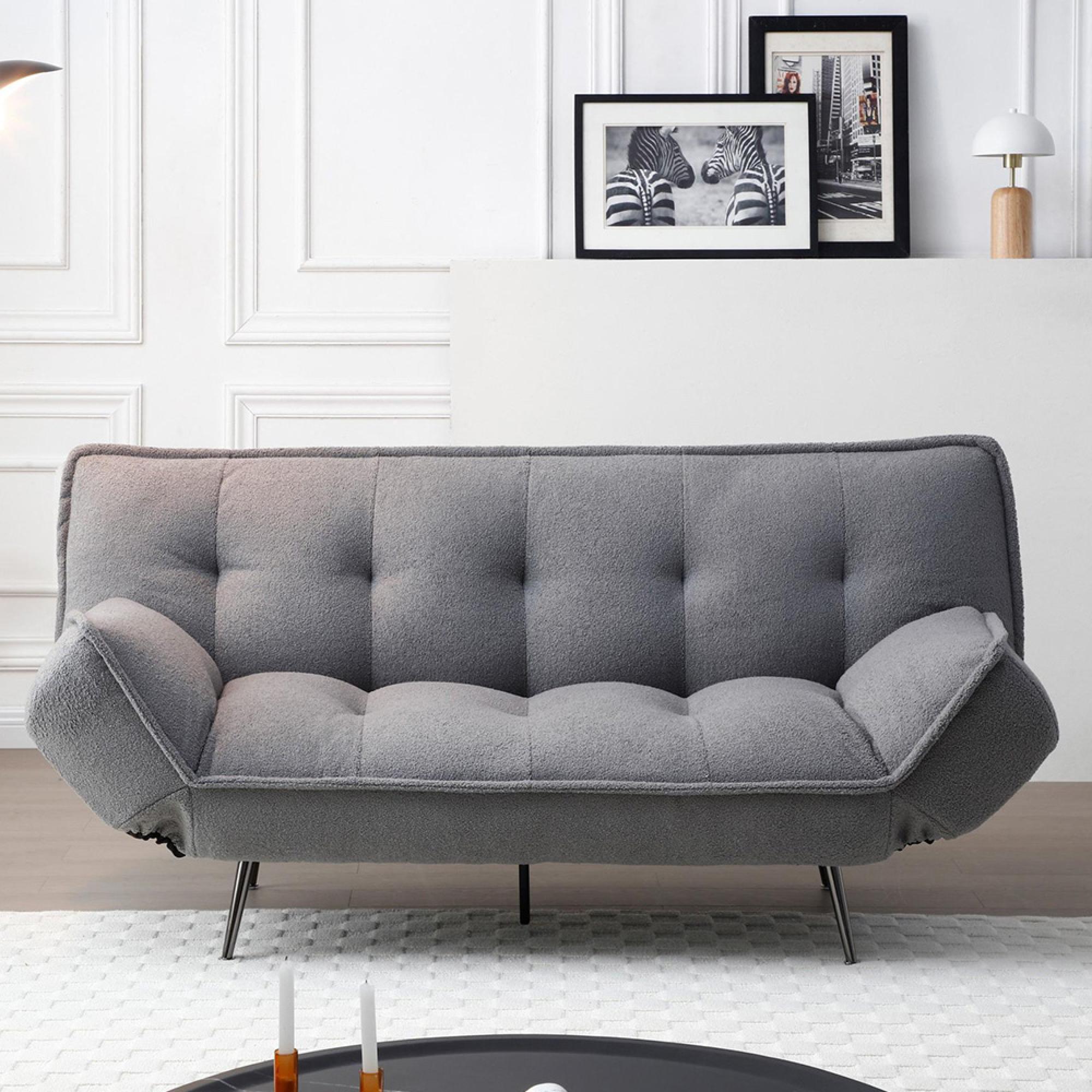 Regis Grey Fabric Click Clack Sofa Bed - 3 Seater