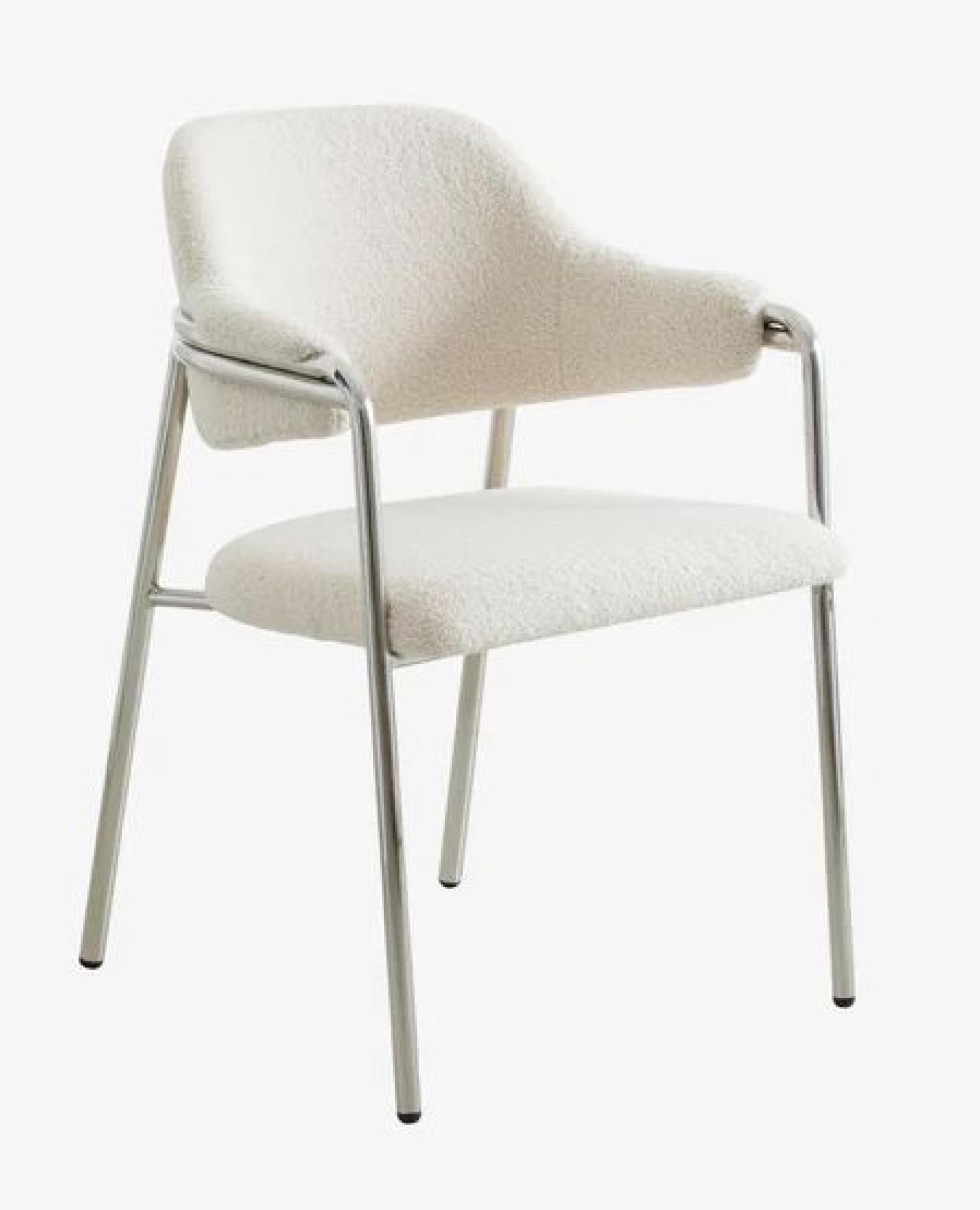 Albert Armchair - Teddy Fabric - White