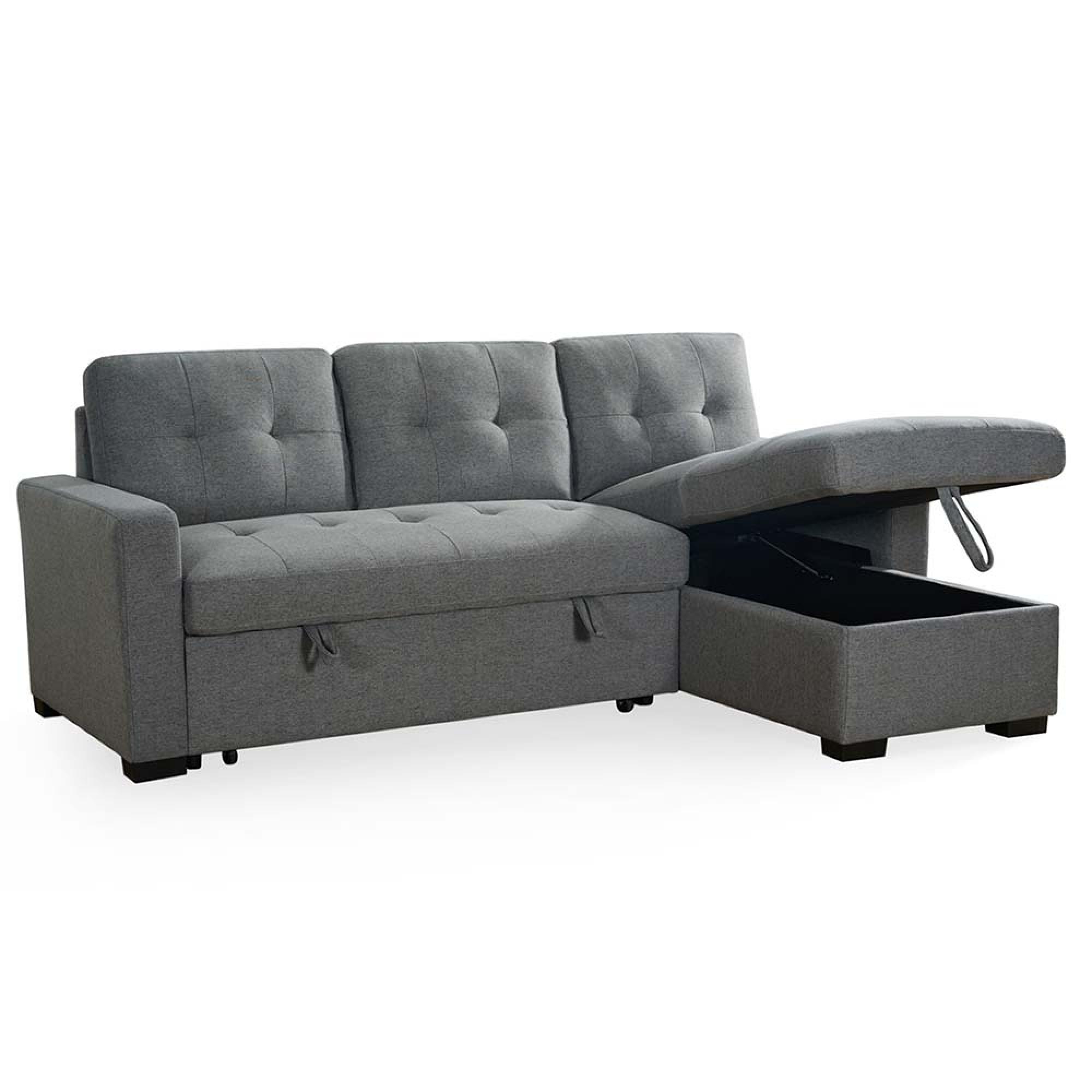 Alder Universal Corner Sofa Bed - Grey Fabric - Pull Out
